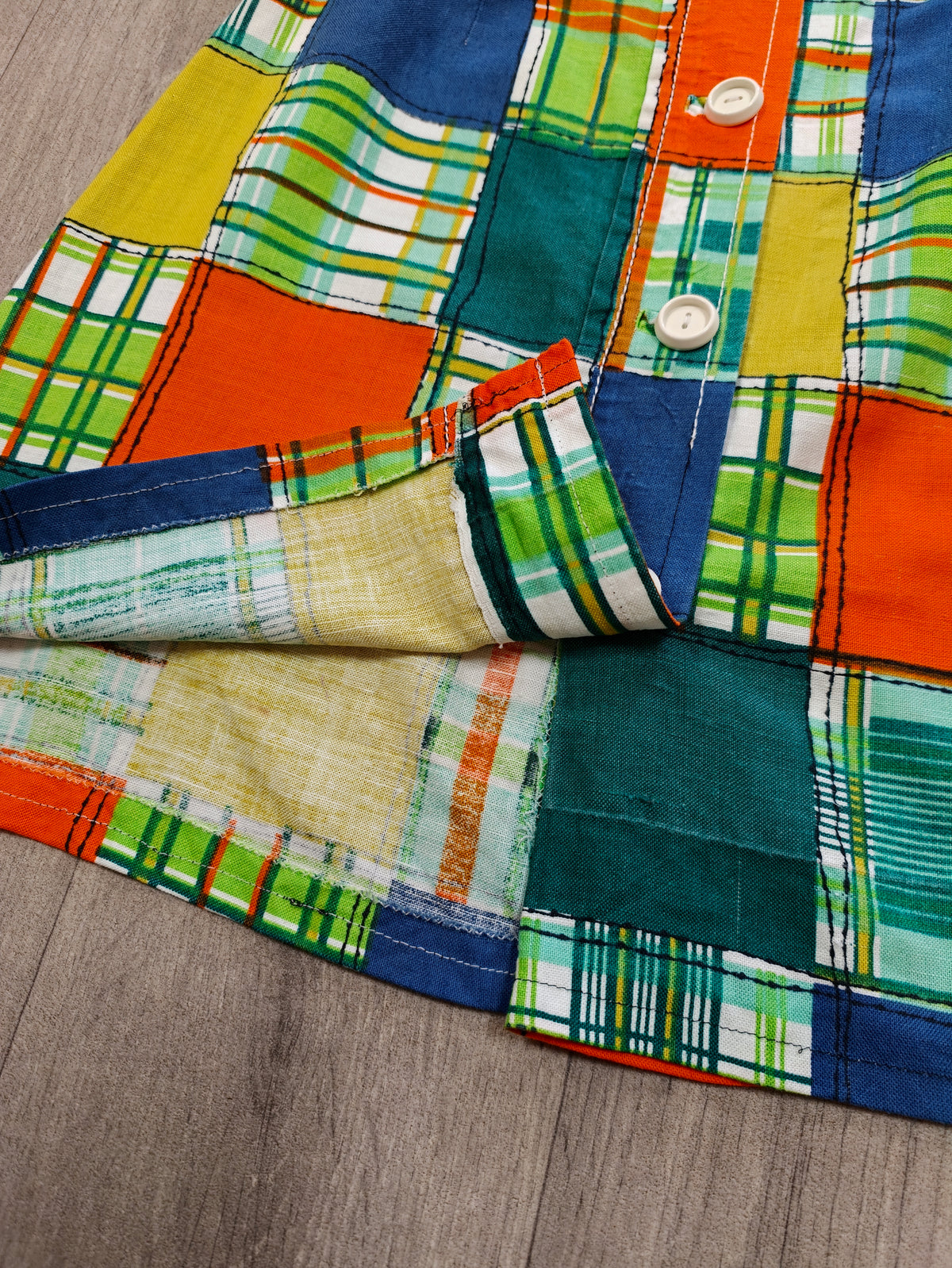 60s/70s patchwork print mini skirt - 24" waist