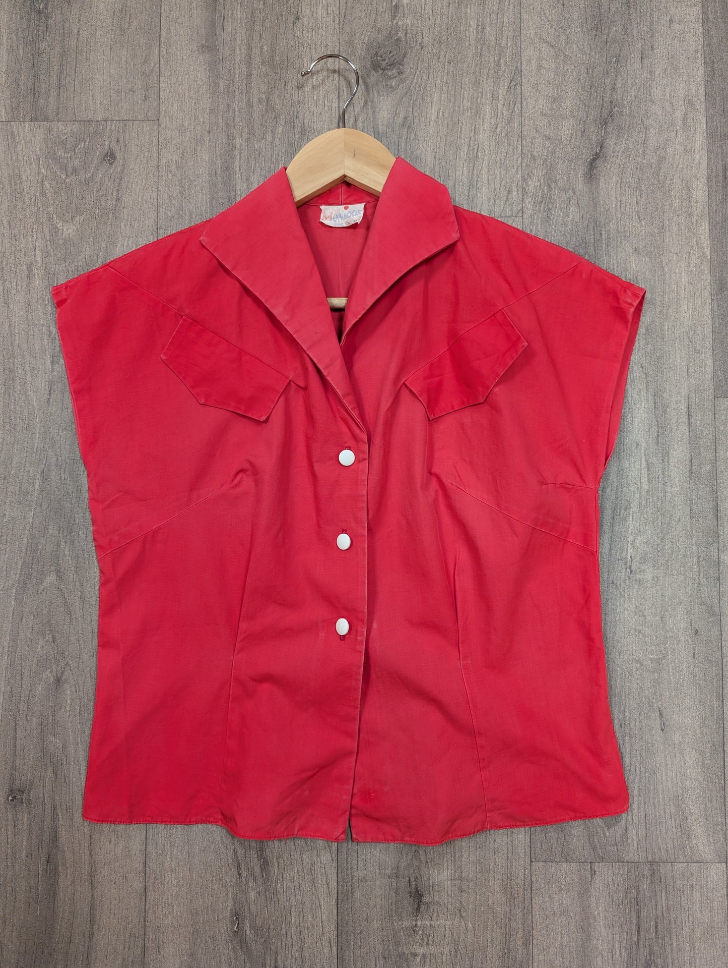 1950s Monique pink cotton blouse - S/M/10/12