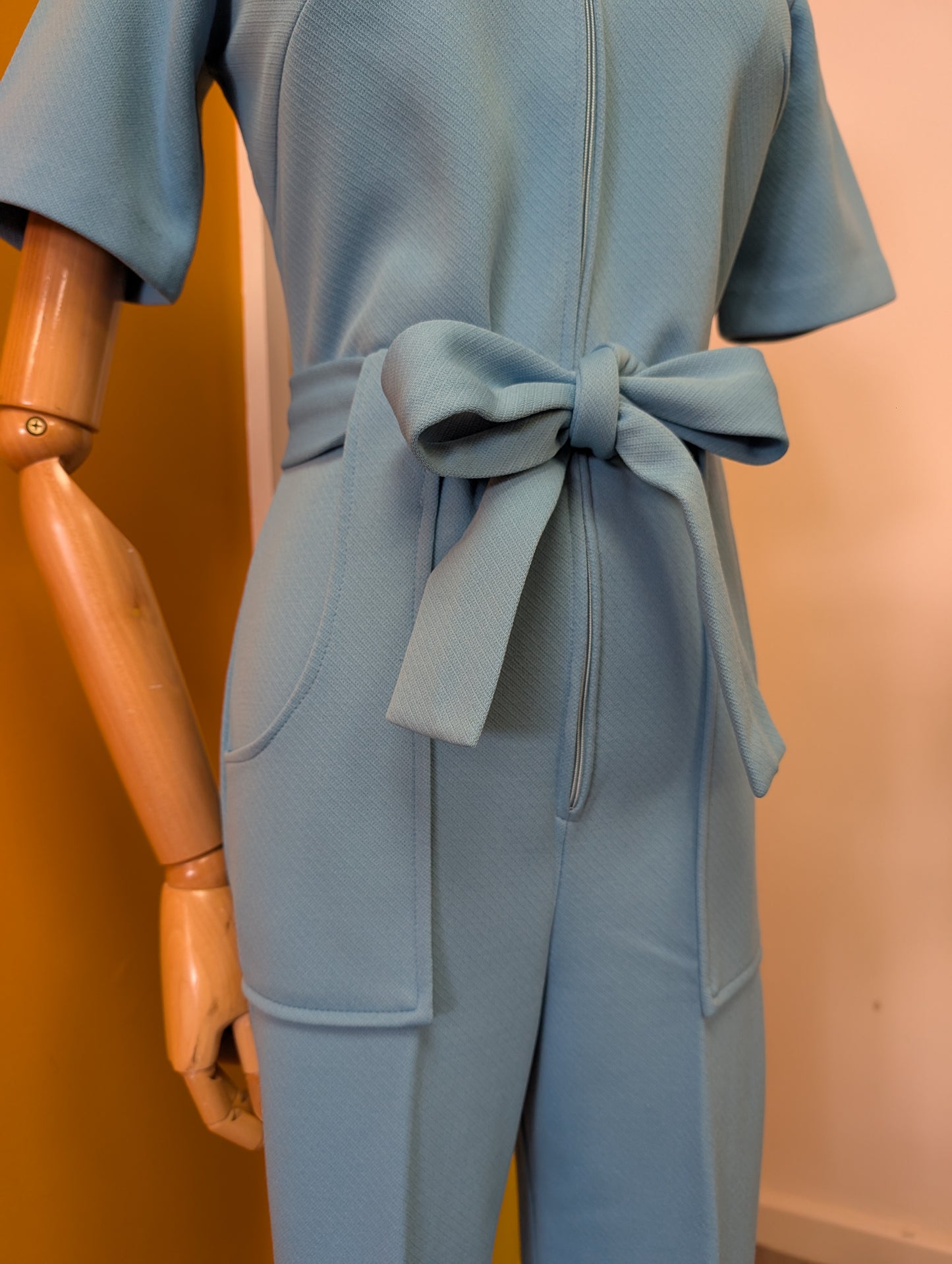 1970s blue belted jumpsuit - S/8