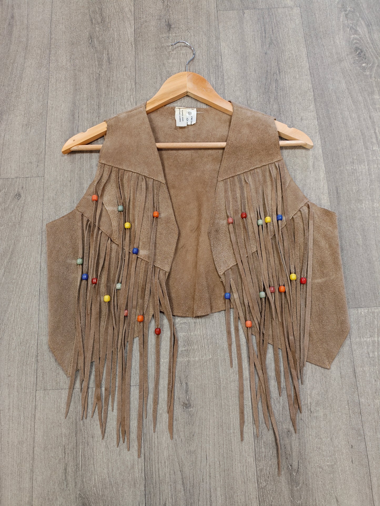 1970s beaded fringed suede skirt & waistcoat - M/12/14