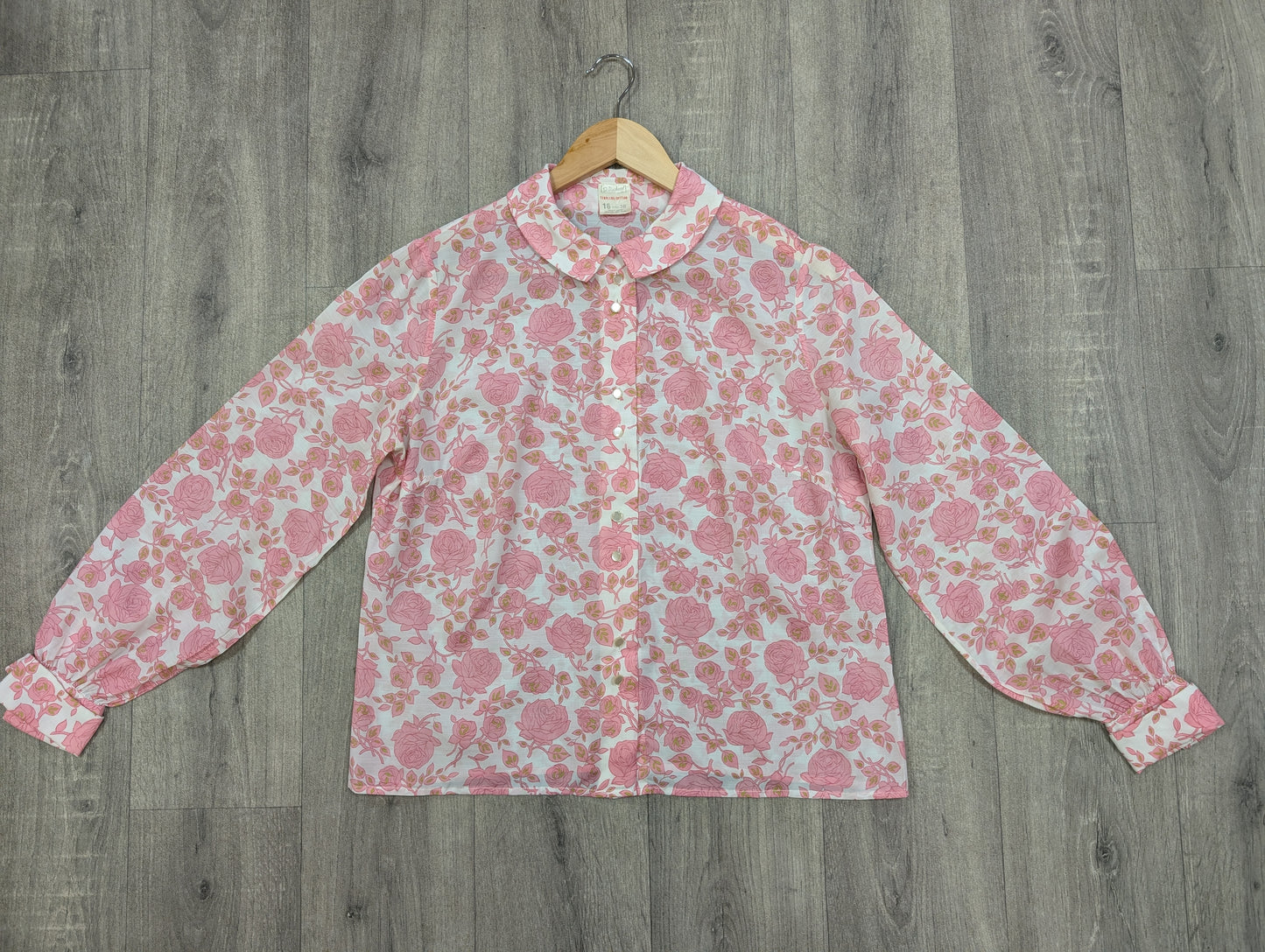 1960s St Michael pink floral blouse - M