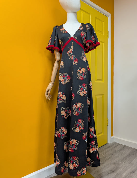 1970s Columbine novelty print maxi dress - S/8/10