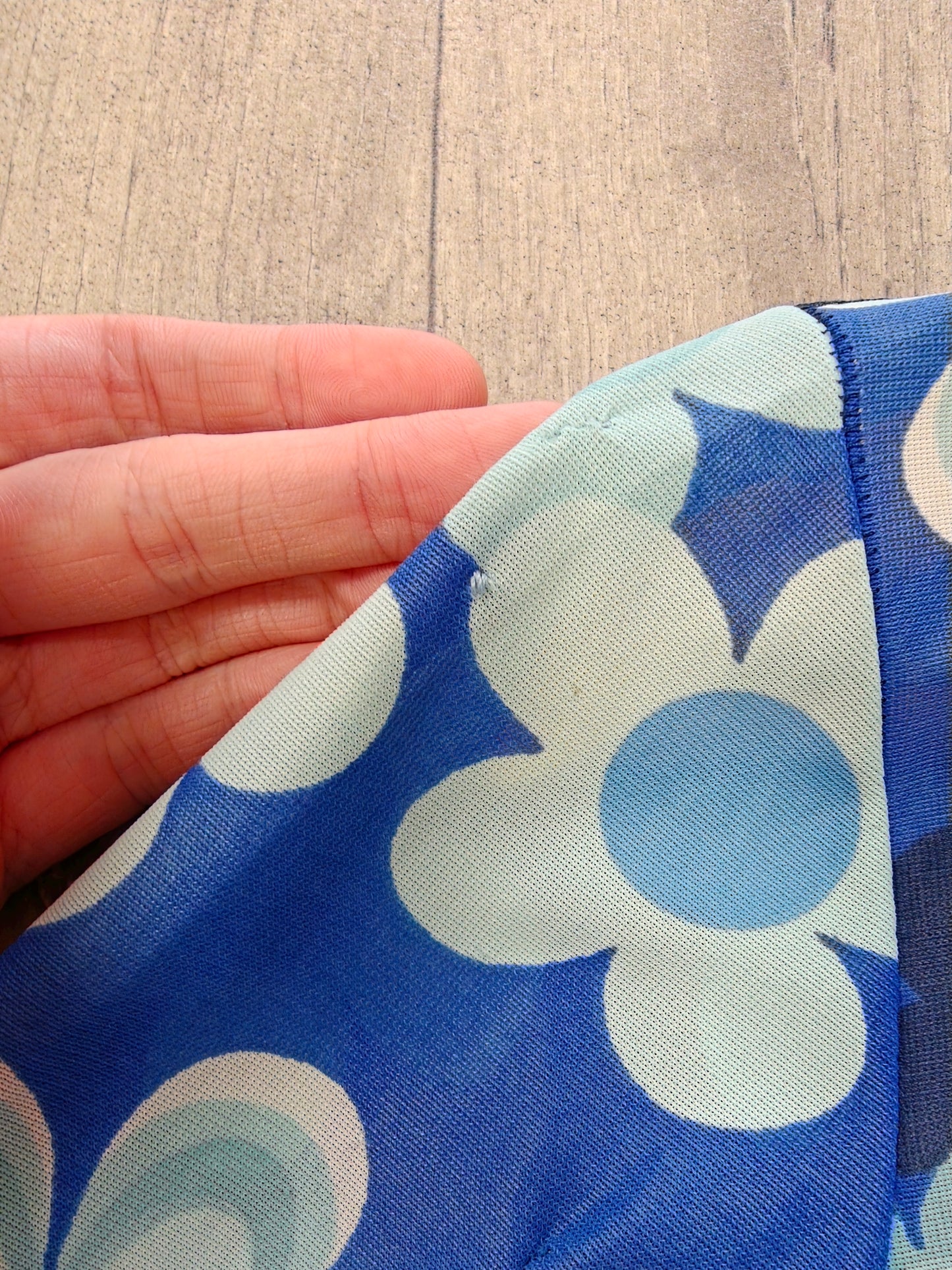 1970s blue flower power shirt - S