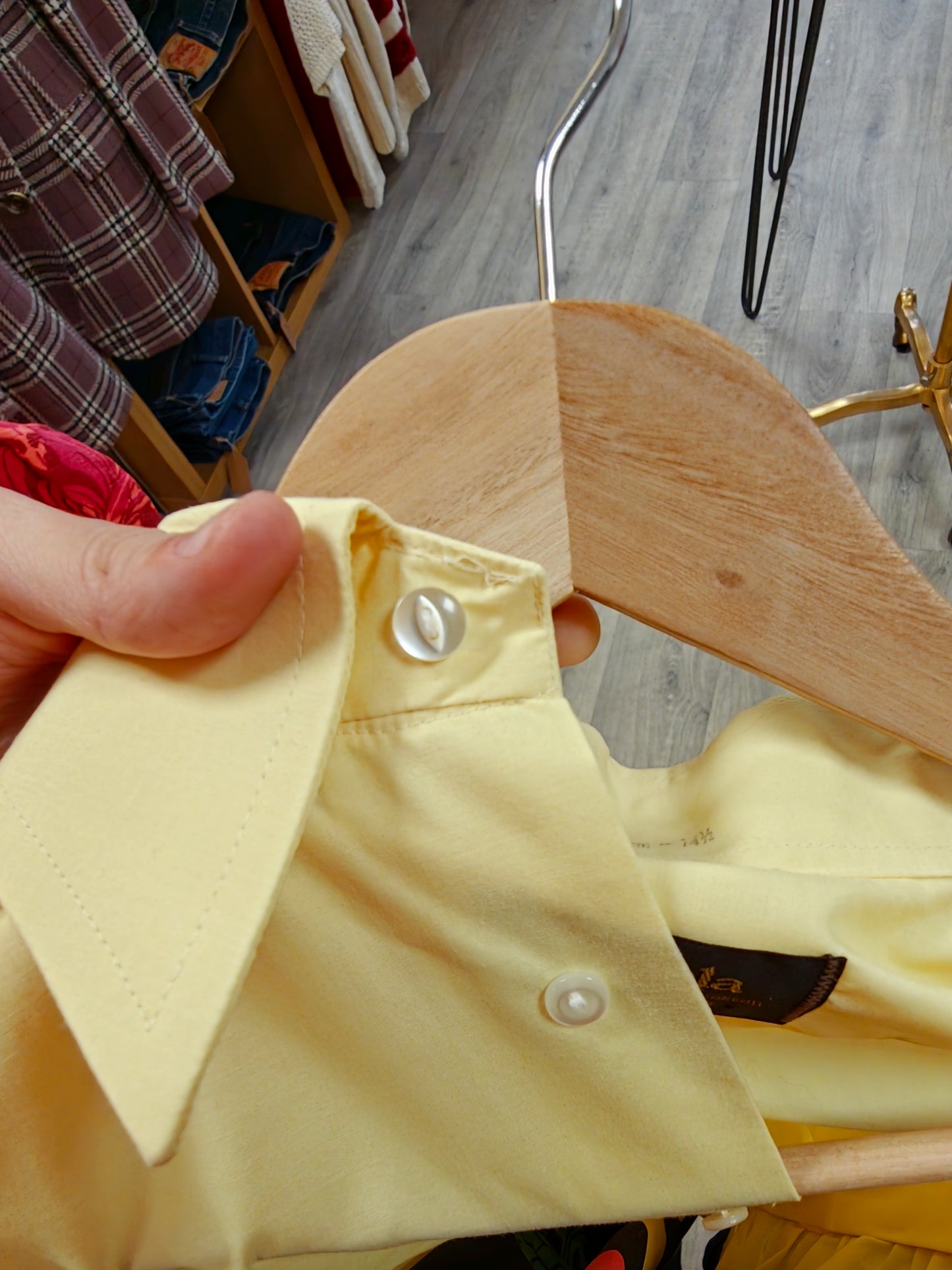 1970s Rocola yellow ruffle front double cuff shirt