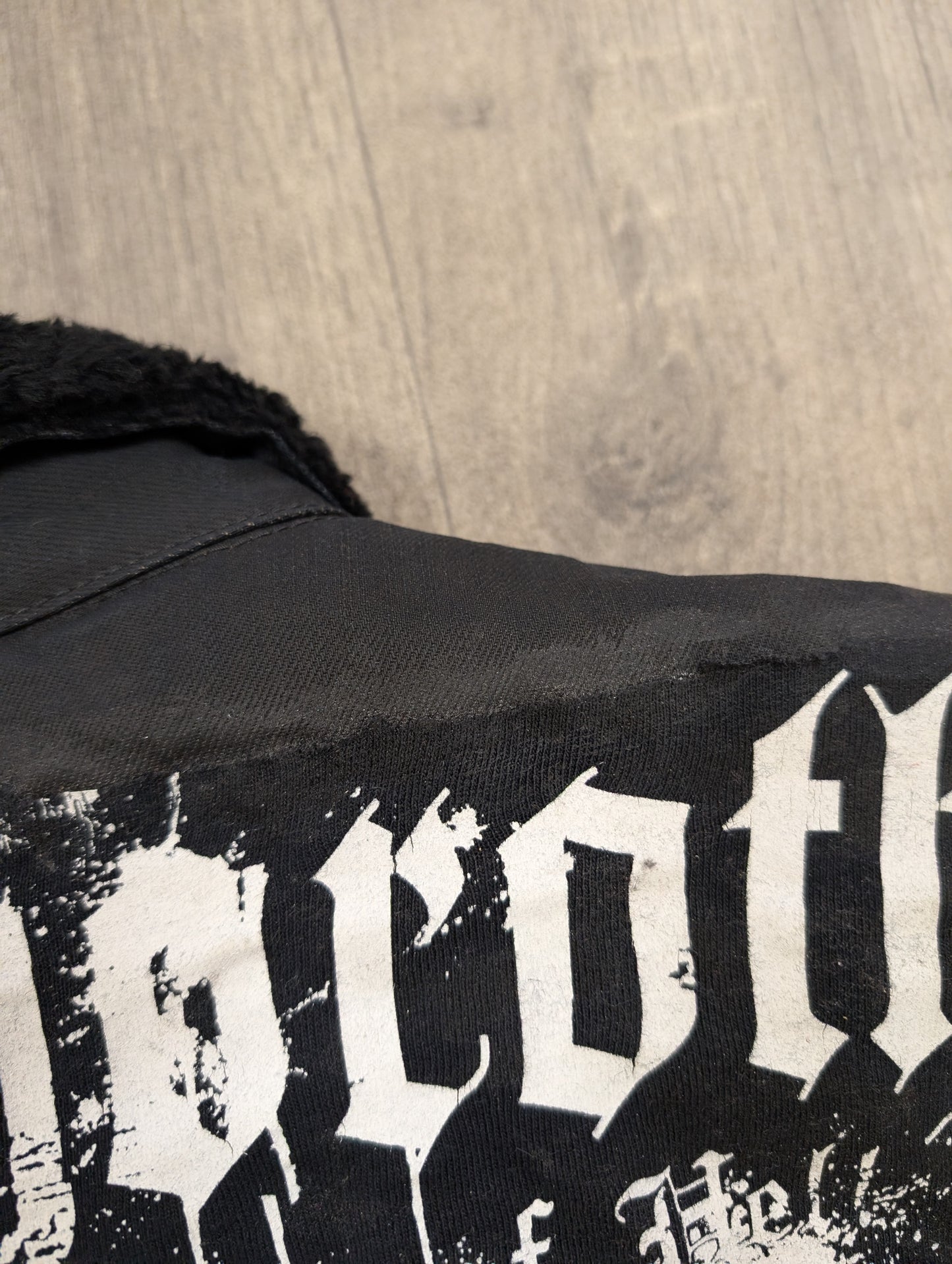 Customised Levi's jacket with band patches