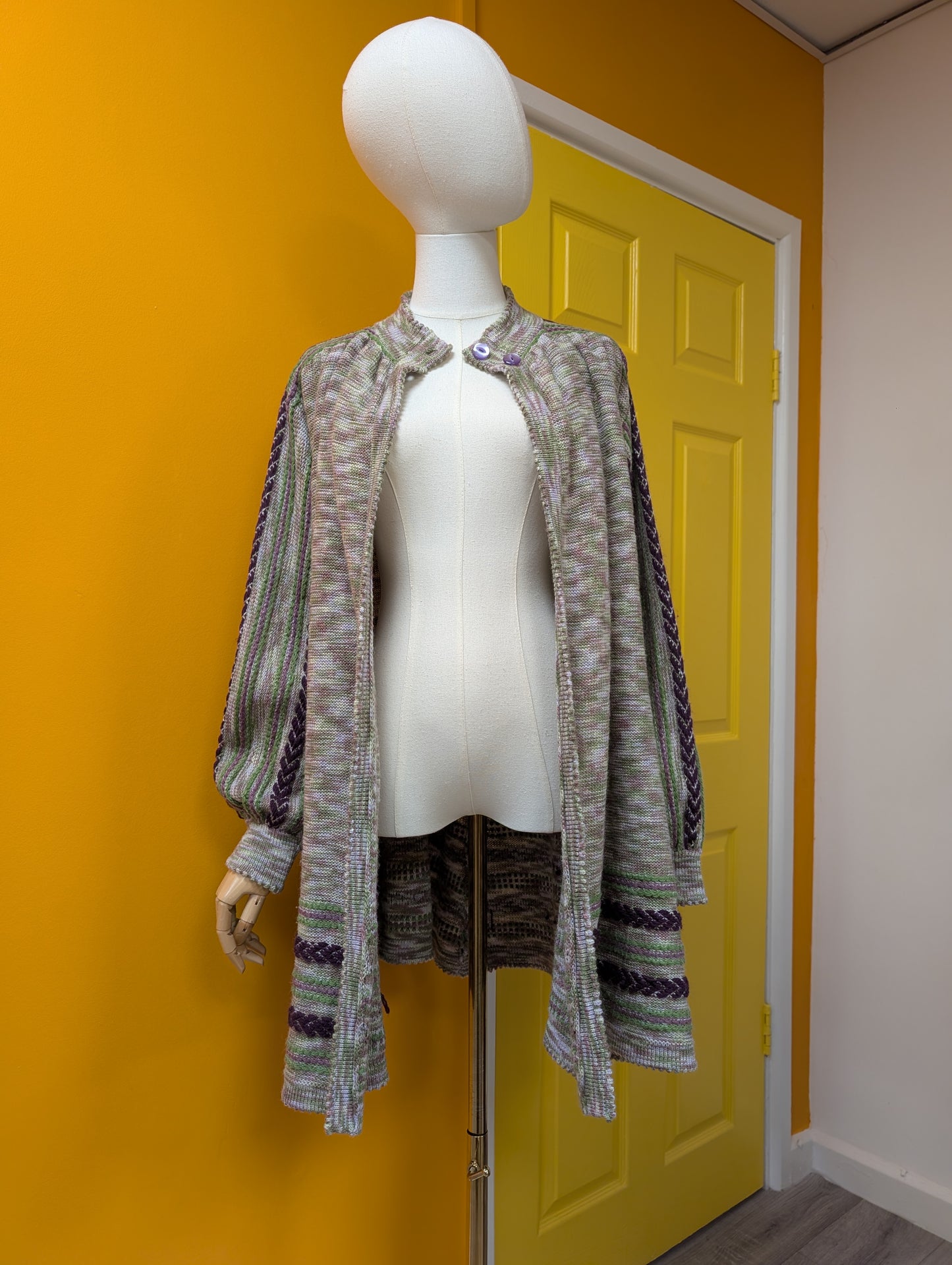 1970s Annie Cossins hand loomed wool blend cardigan