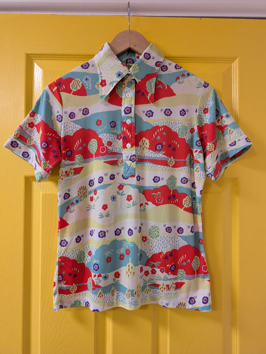 1970s RSC psychedelic novelty print shirt - M