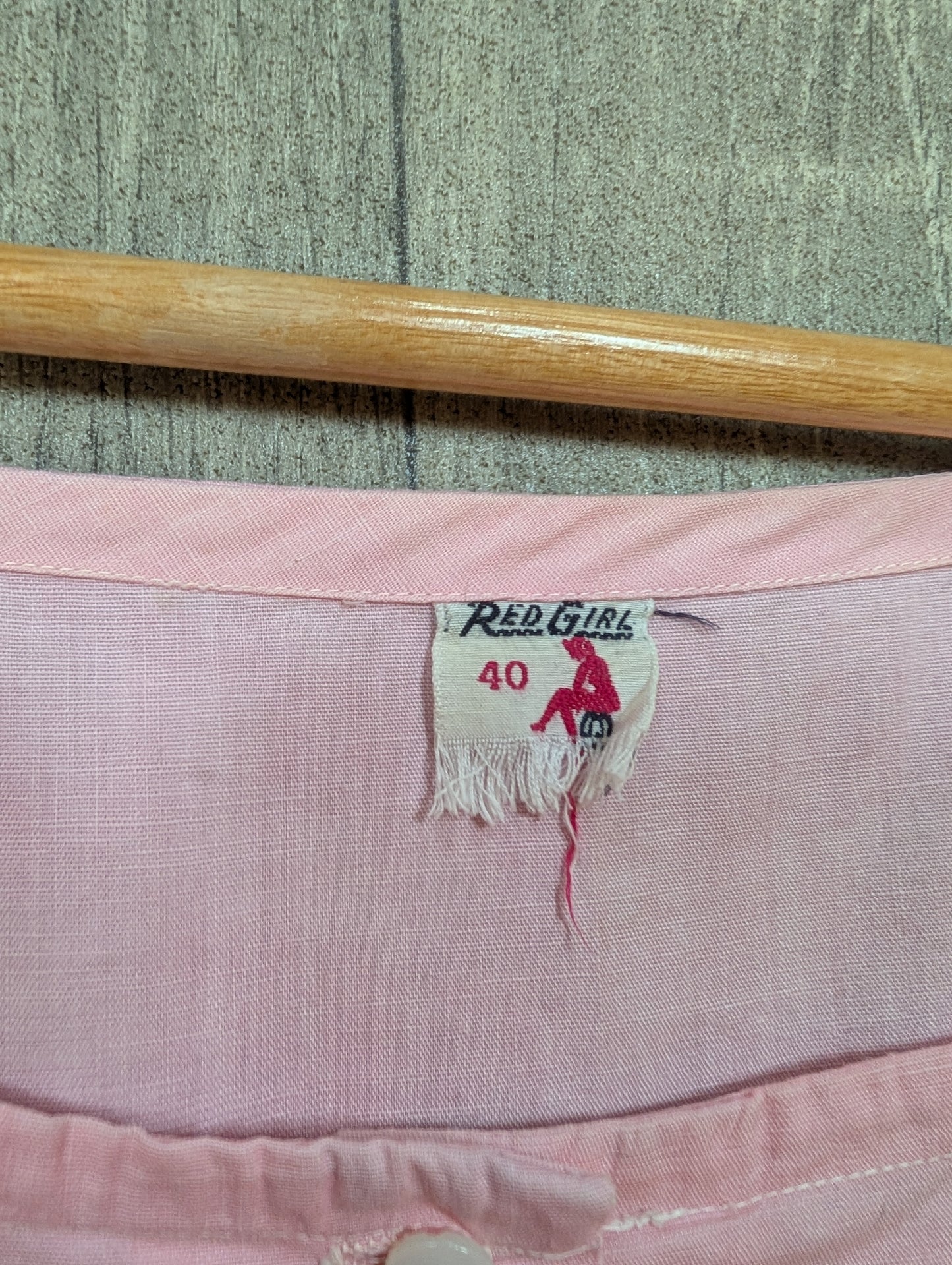 1950s Red Girl pink cotton top - M