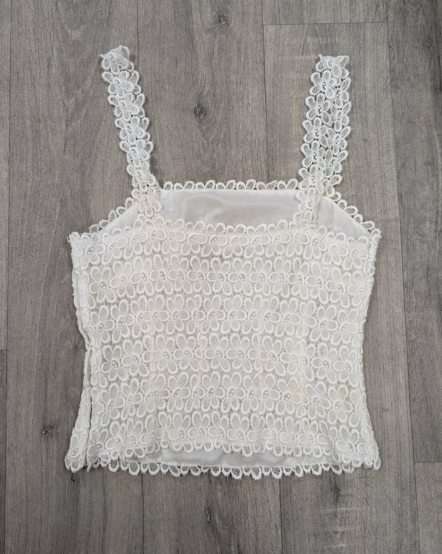 1960s J Oscar Sharpe white floral lace top - S/8