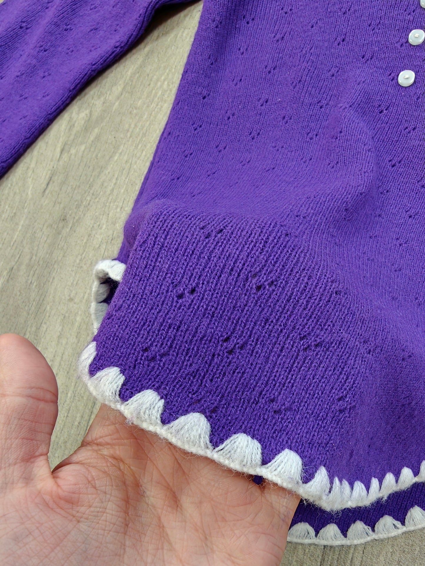1970s purple knitted top with white trim - XS/S