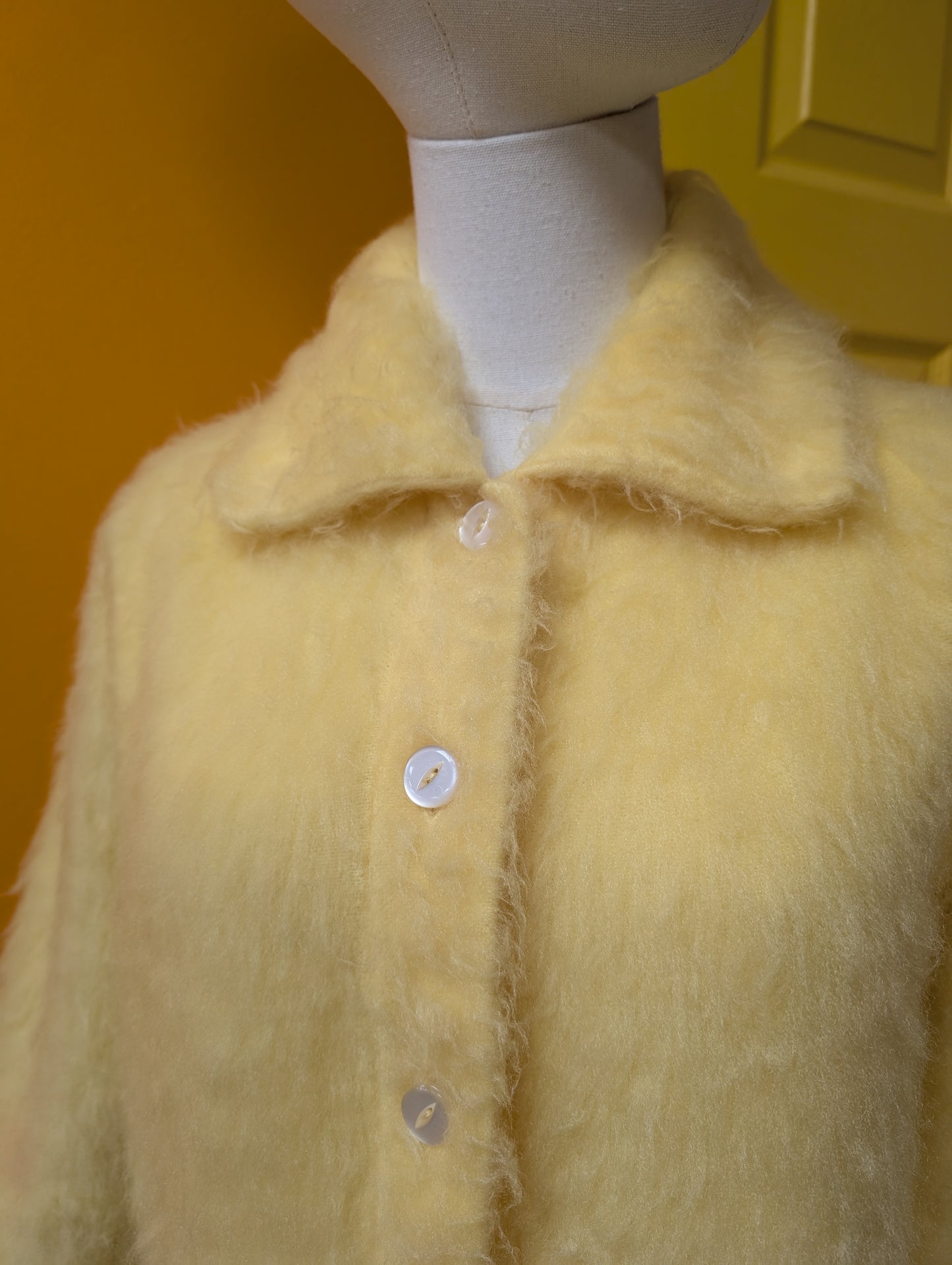 1960s Nu Weave yellow nylon cardigan/jacket - S