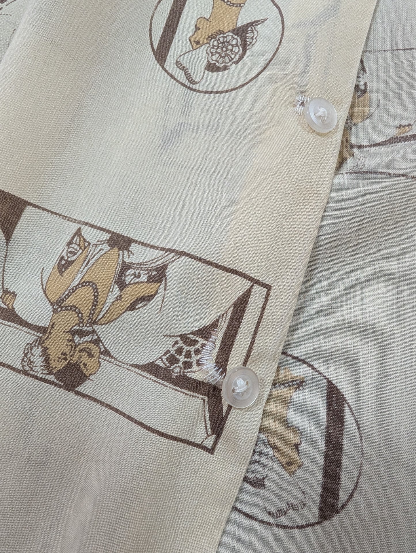 1970s Dickens novelty Art Deco print shirt