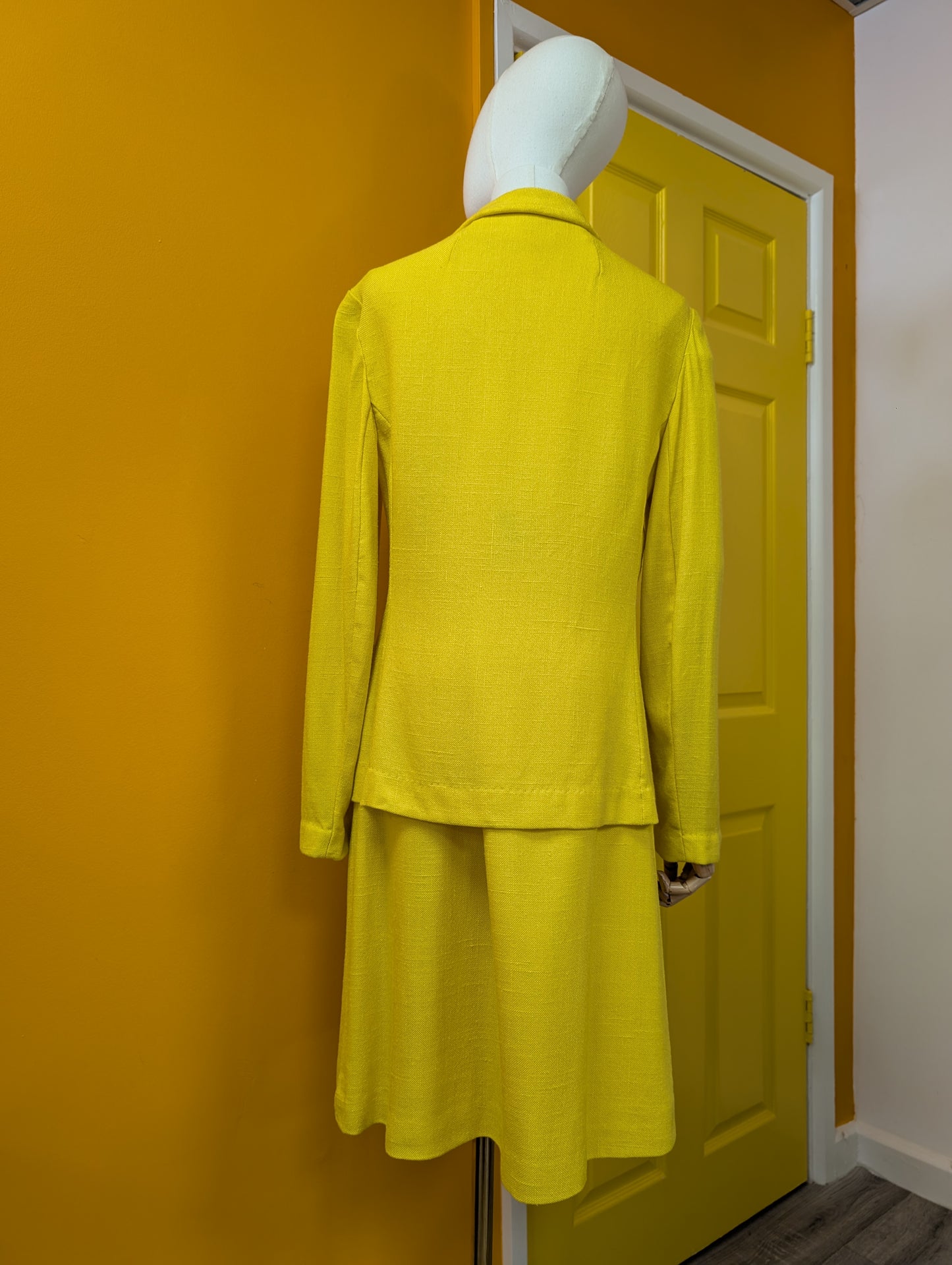 1970s Windsmoor yellow skirt suit - S/M/10/12