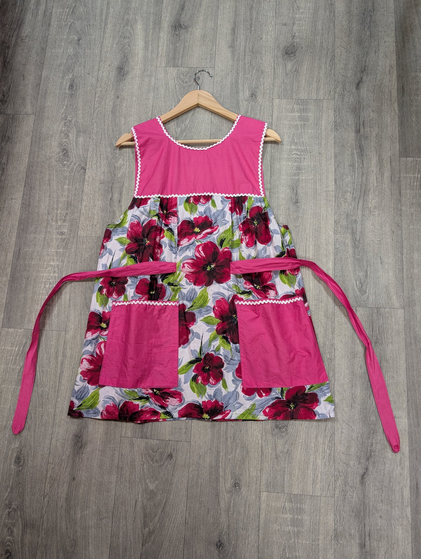 1960s floral cotton apron/overall - M