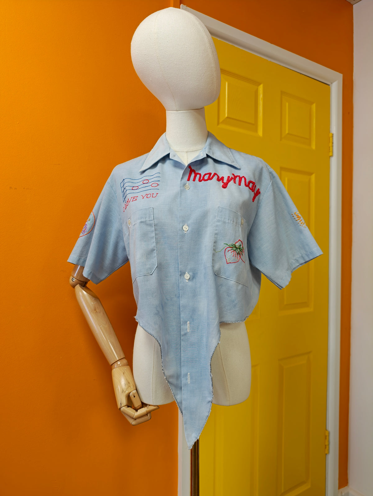 1970s De Colores embroidered & appliquéd tie waist shirt - M