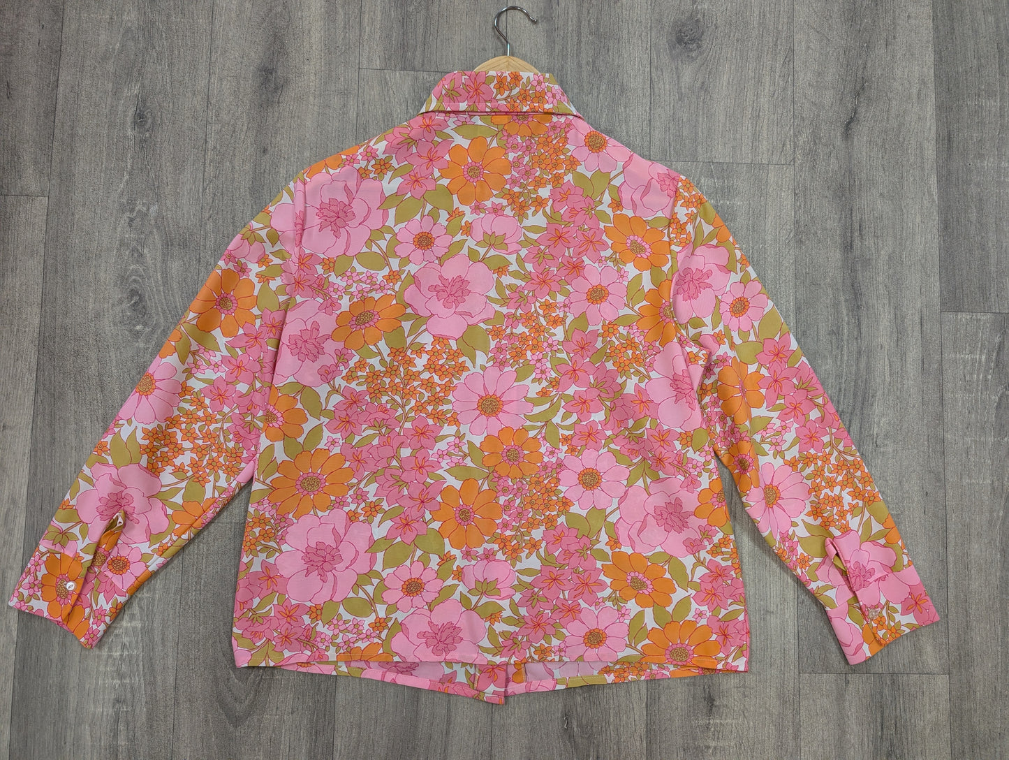 Keynote psychedelic pink/orange floral shirt - M/L