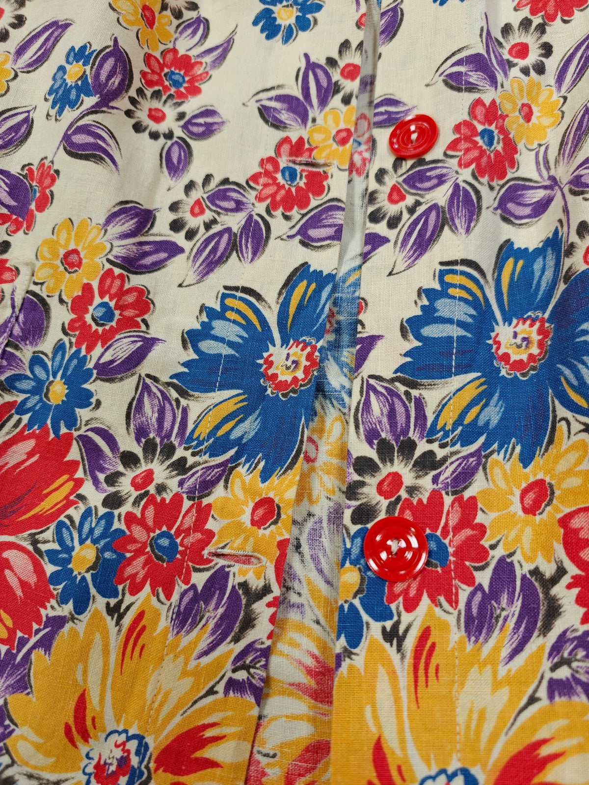 1940s floral cotton chore smock/housecoat