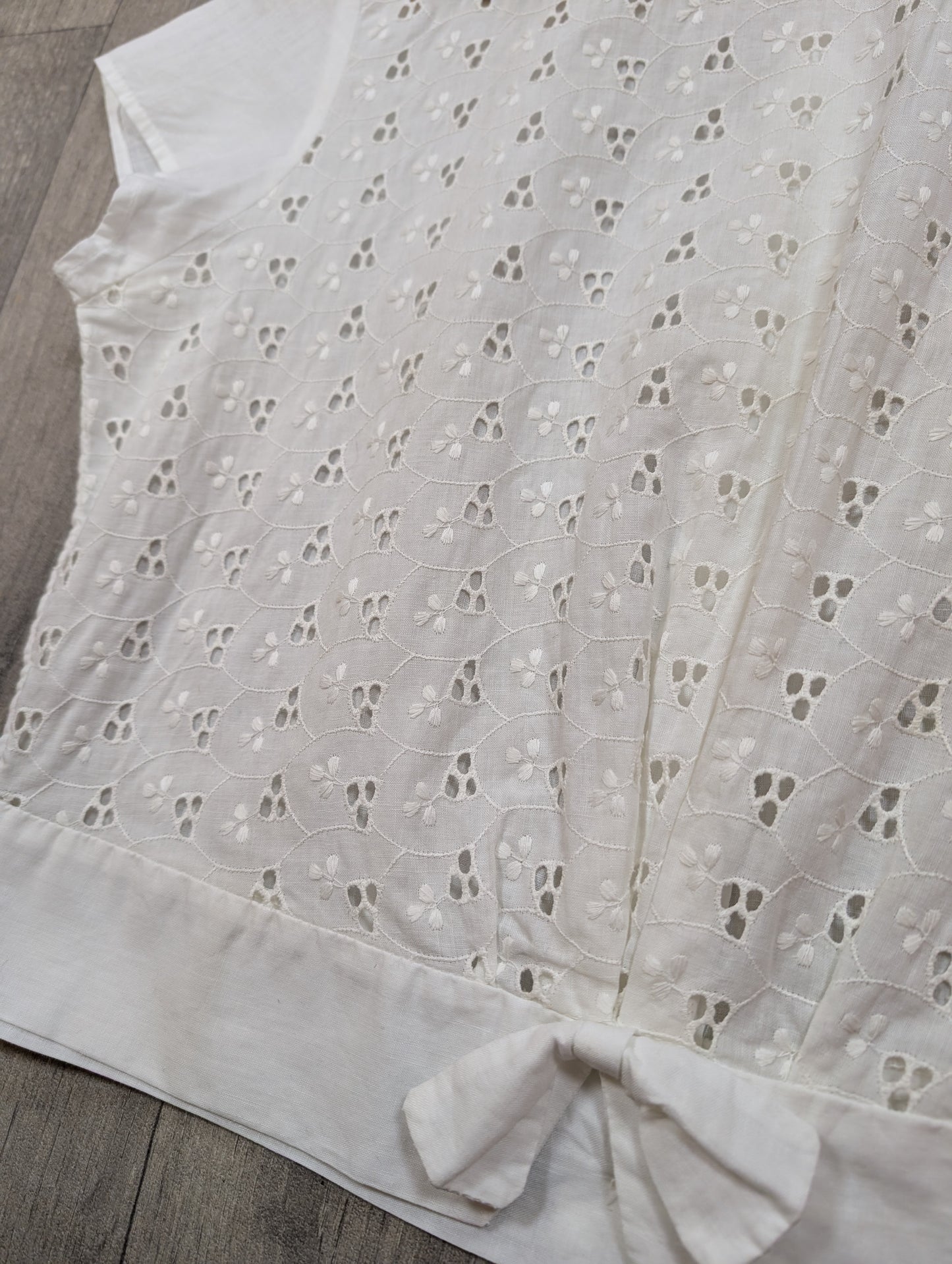 1960s white cotton broderie anglaise blouse - M/12/14