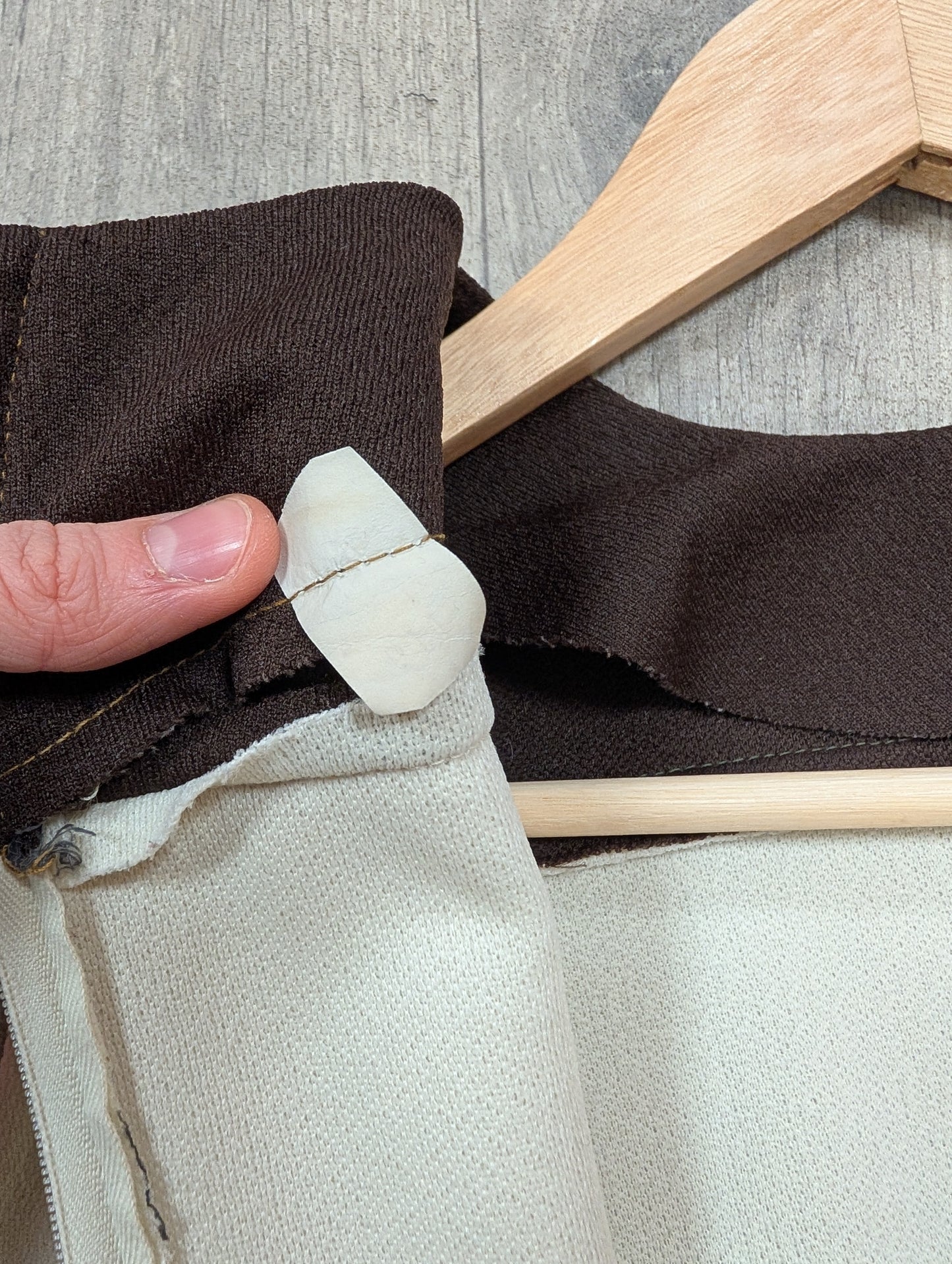 60s/70s brown/white dress and belt - S/8/10