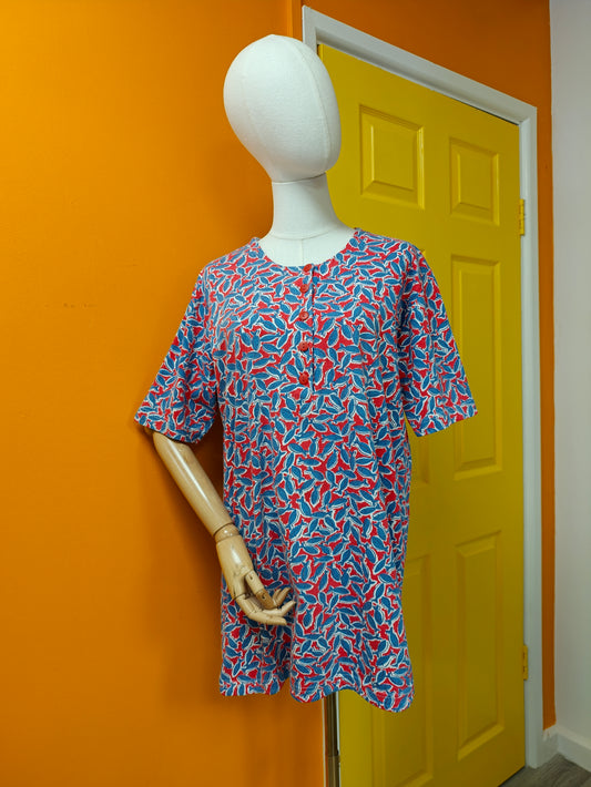 1990s Laura Ashley fish print cotton top - M