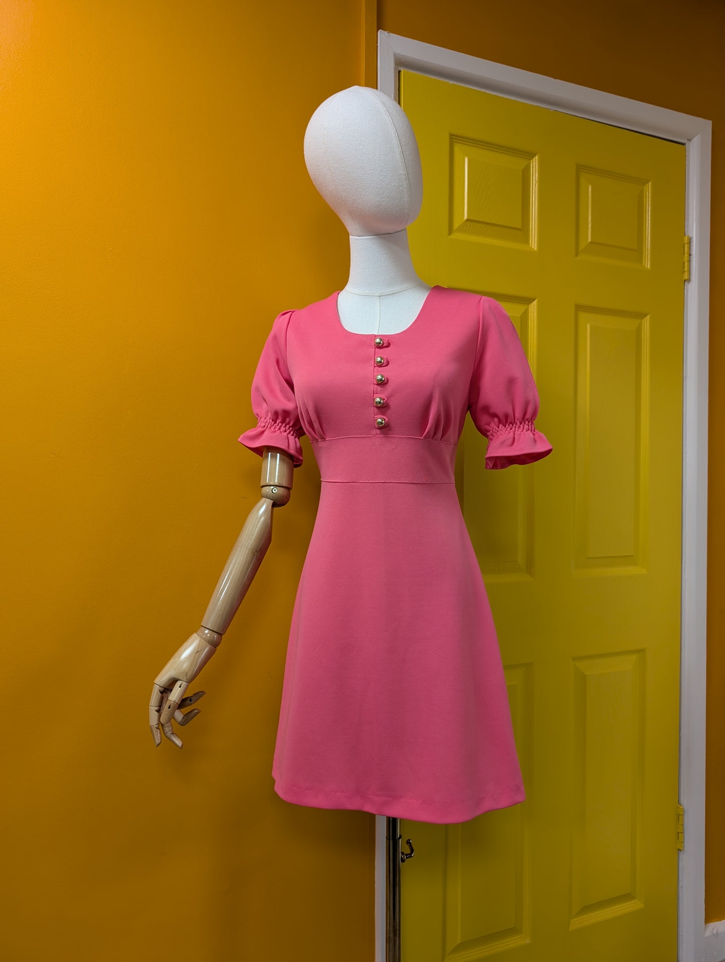1960s pink mini dress - S/8