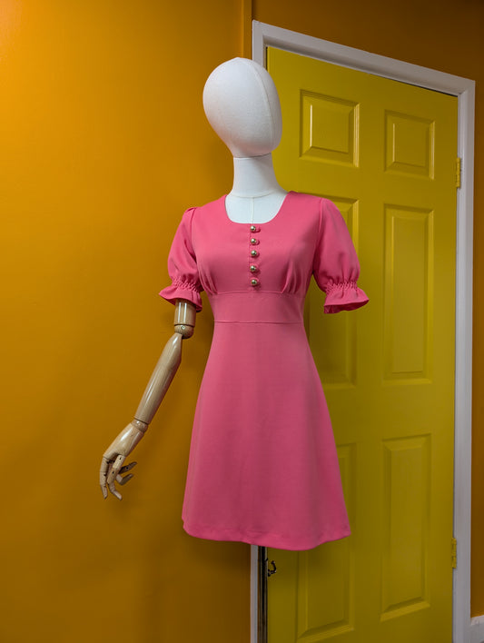 1960s pink mini dress - S/8