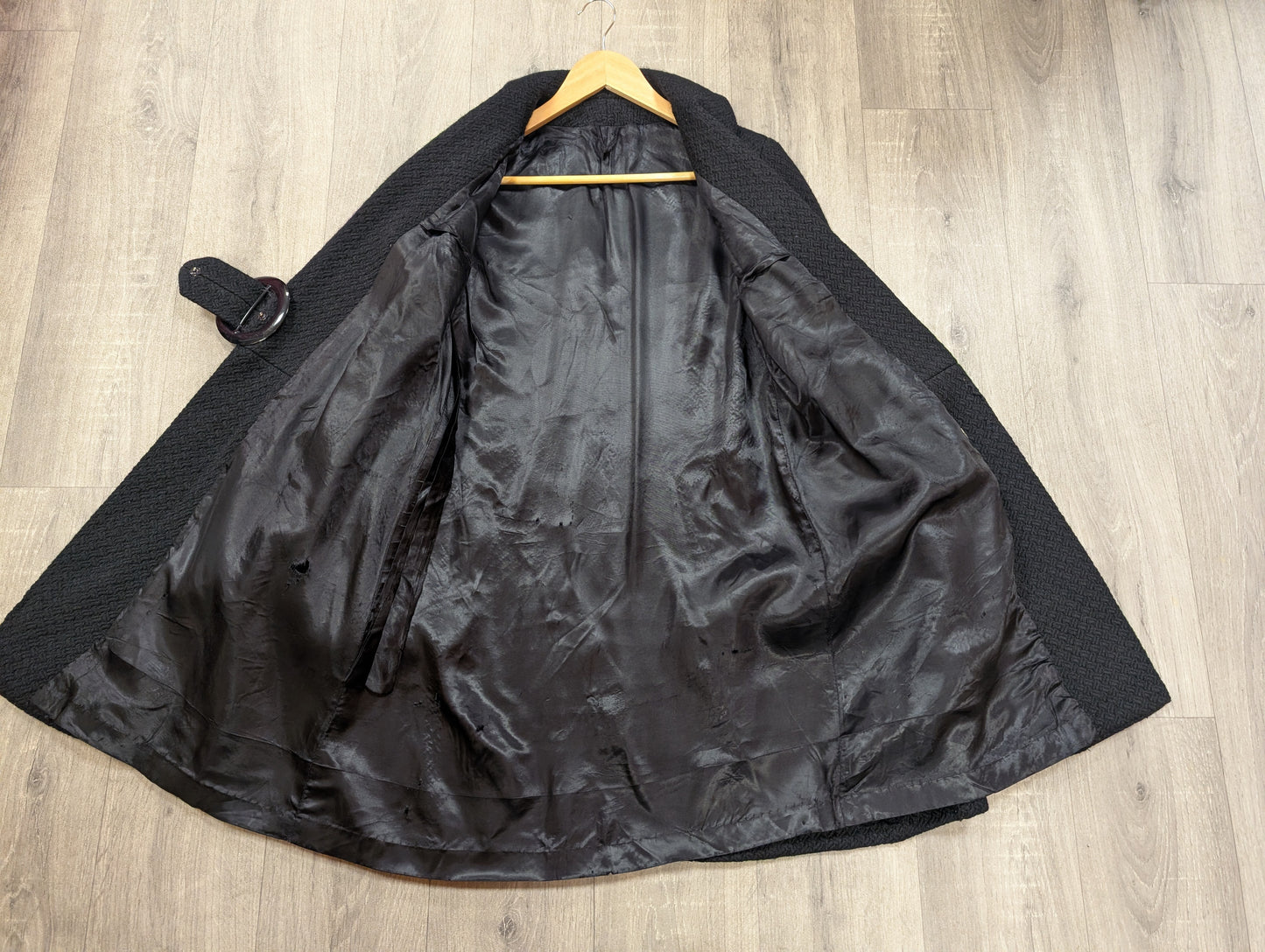 1960s black wool coat - S/M