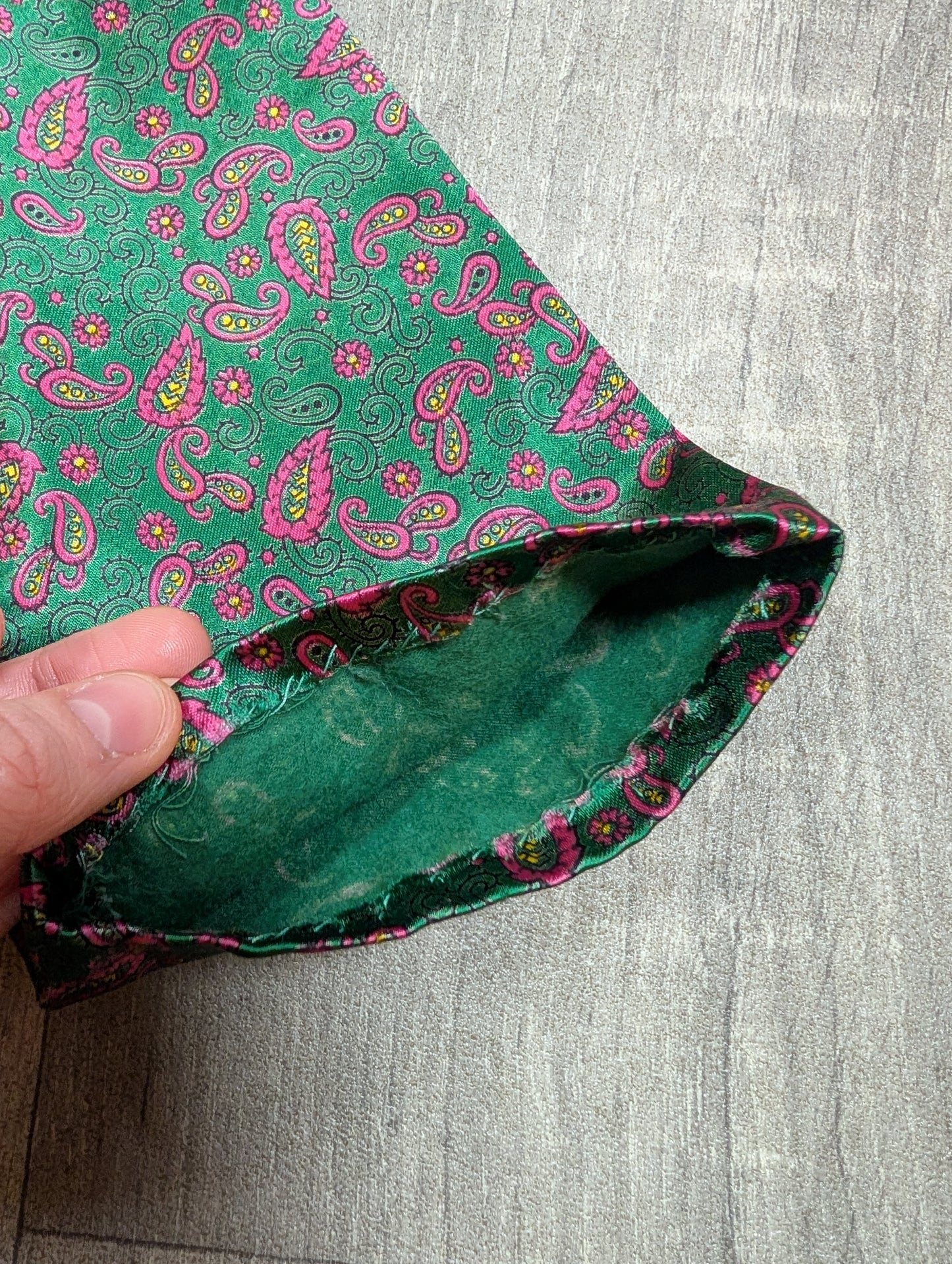 1960s green paisley mini dress - S/10