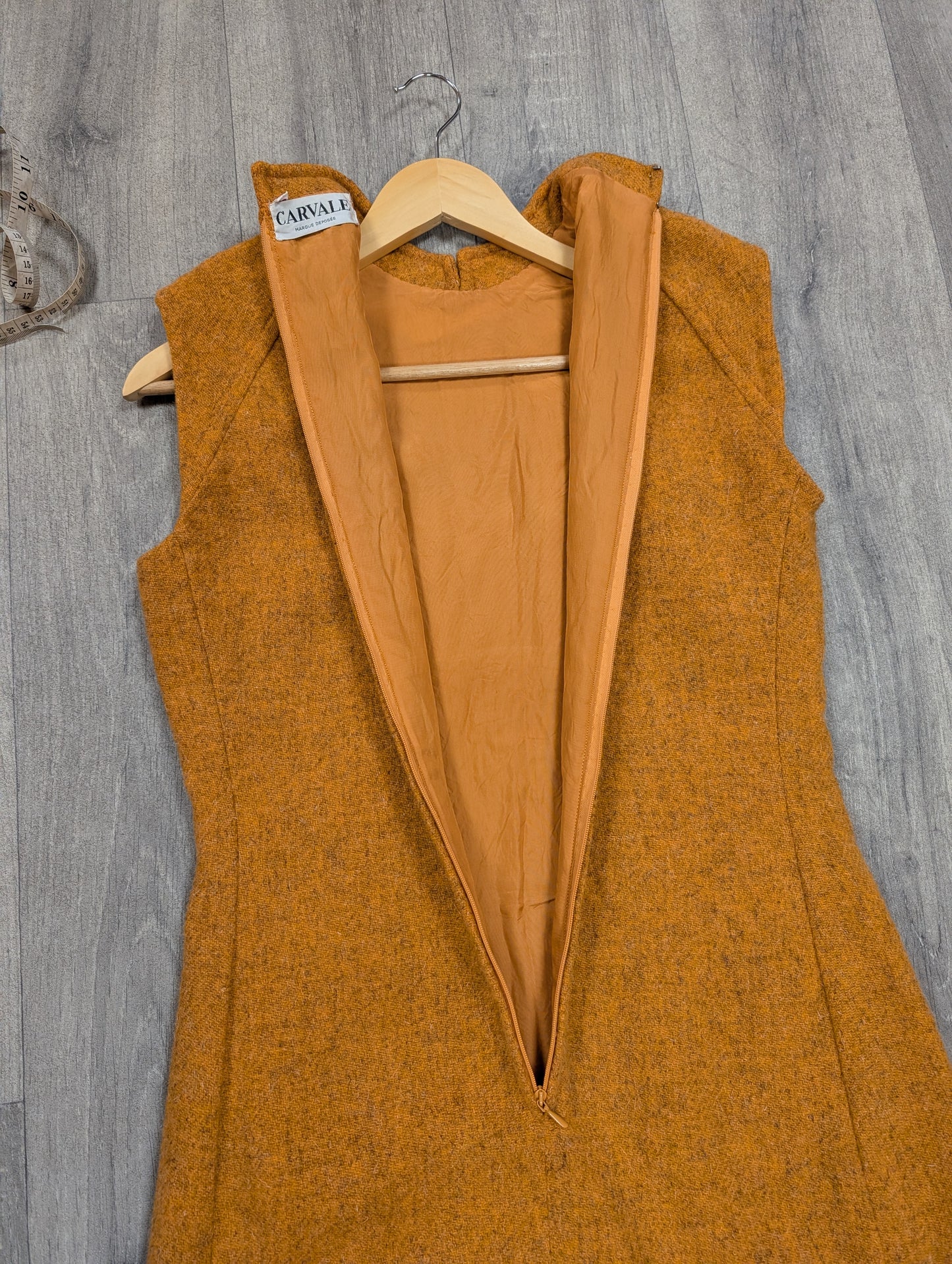 1960s Carvale orange wool dress - S/10