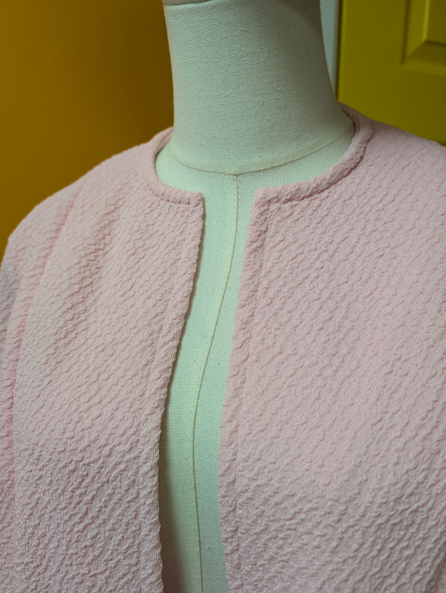 1960s St Michael pink crimplene skirt suit - M/12/14