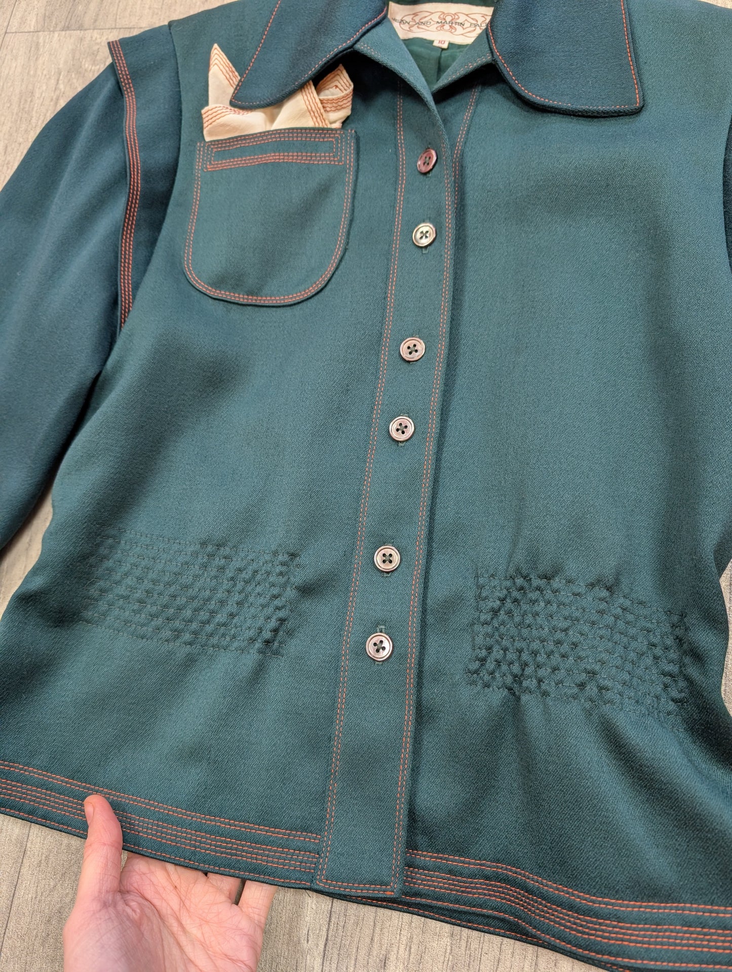 1970s Jean & Martin Pallant green wool suit - XS/S/6/8