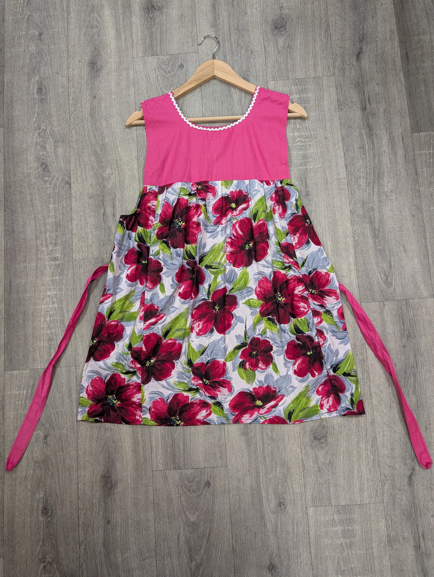 1960s floral cotton apron/overall - M