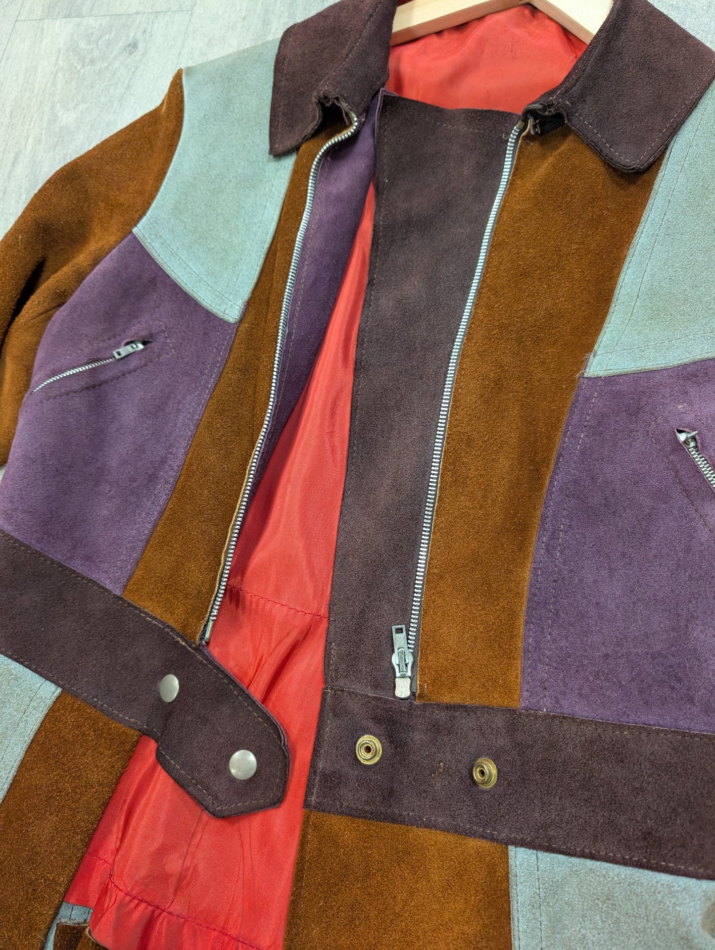Epic 1970s colour block suede jacket - S/8