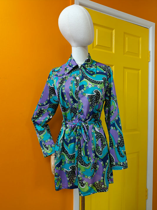 1960s psychedelic belted top - S