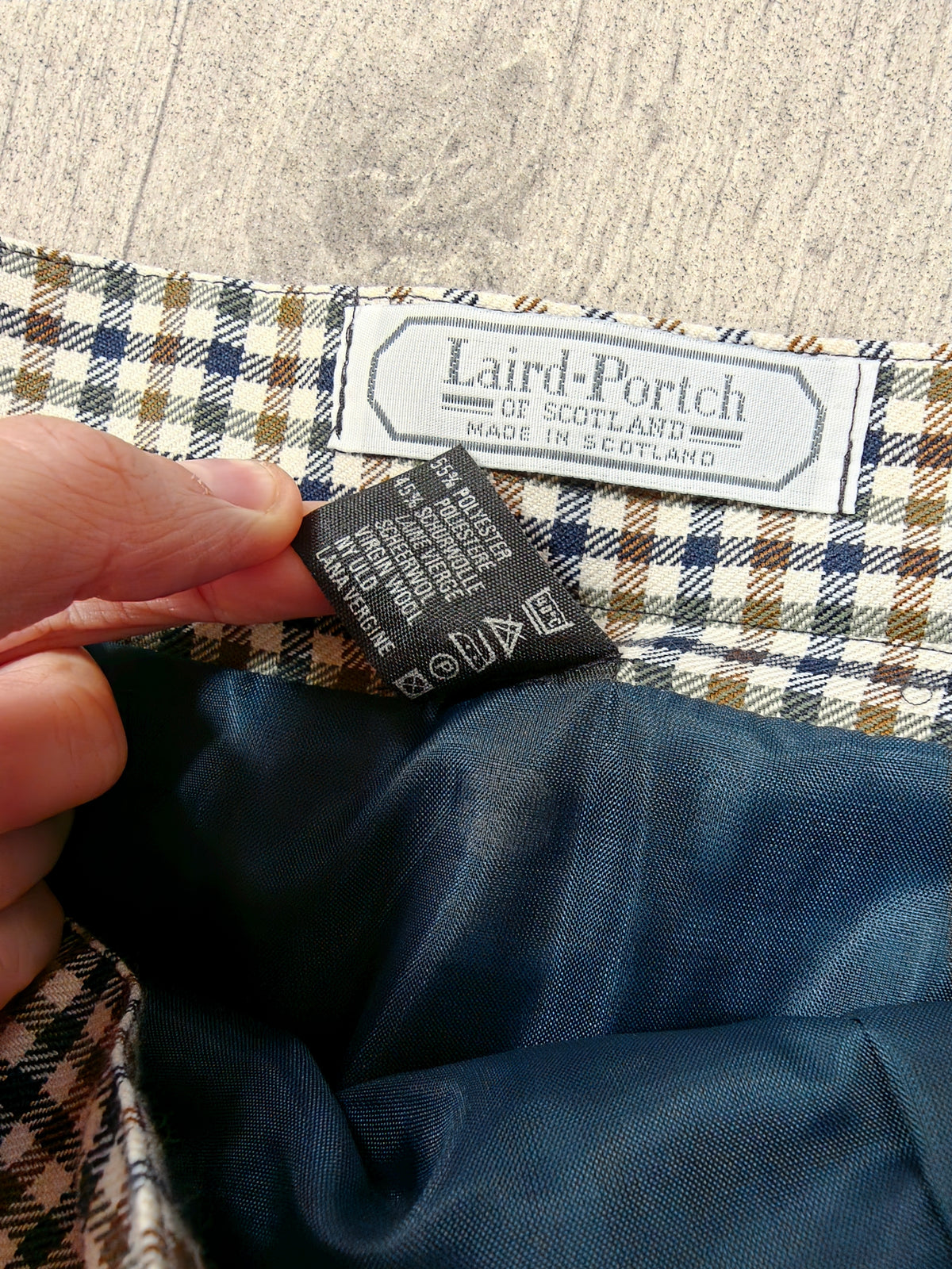 1980s Laird Portch check wool blend skirt - 30" waist
