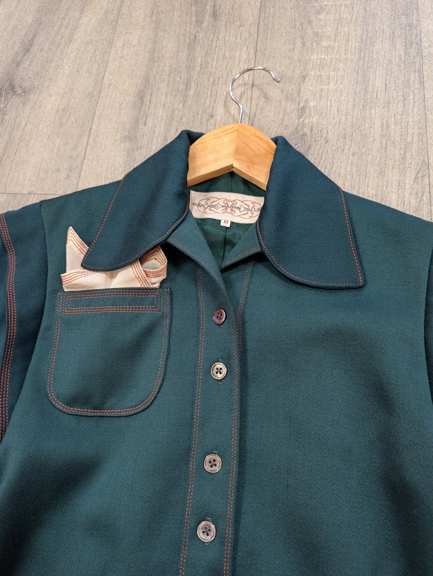 1970s Jean & Martin Pallant green wool suit - XS/S/6/8