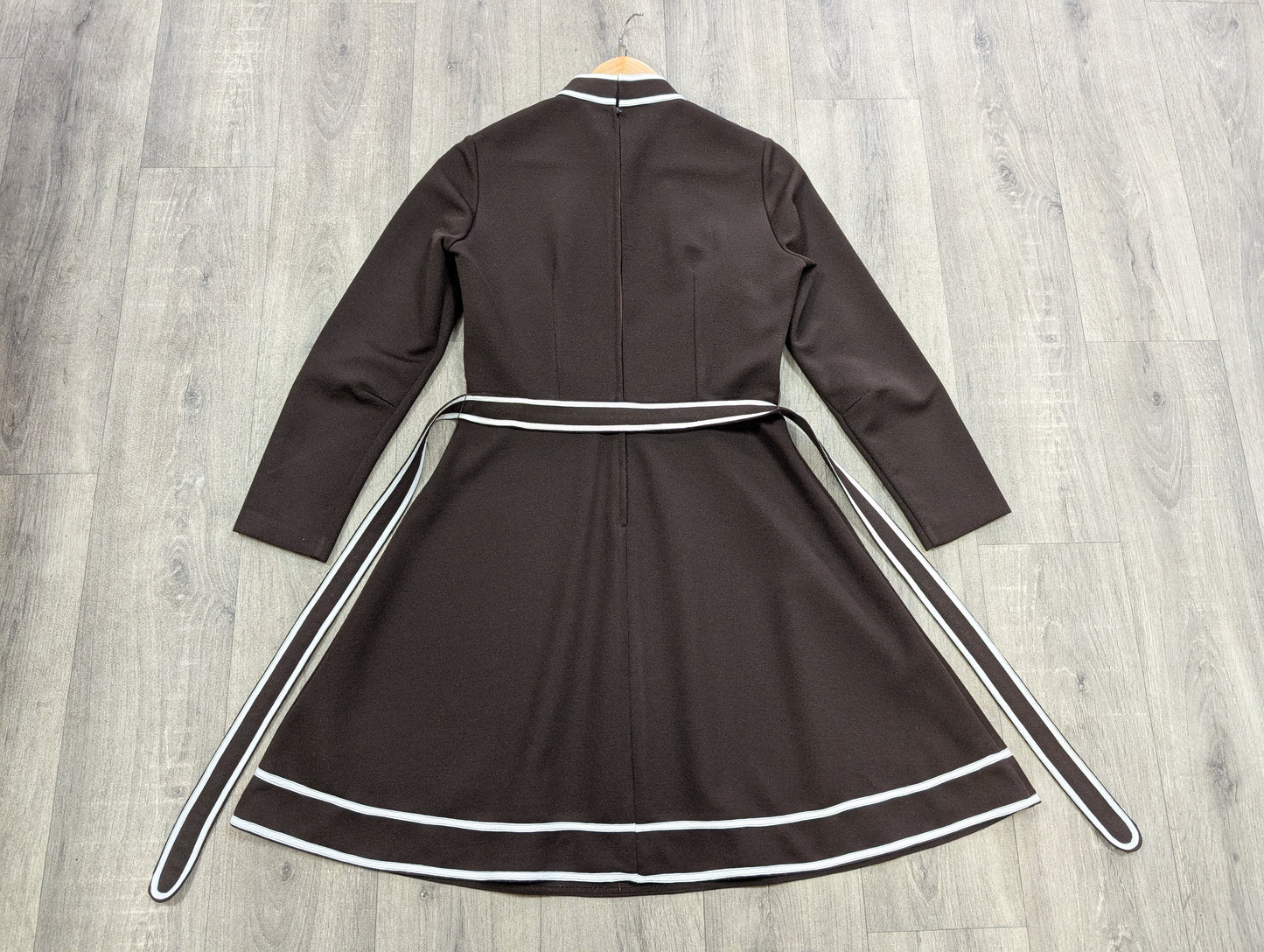 60s/70s brown crimplene dress - S/10