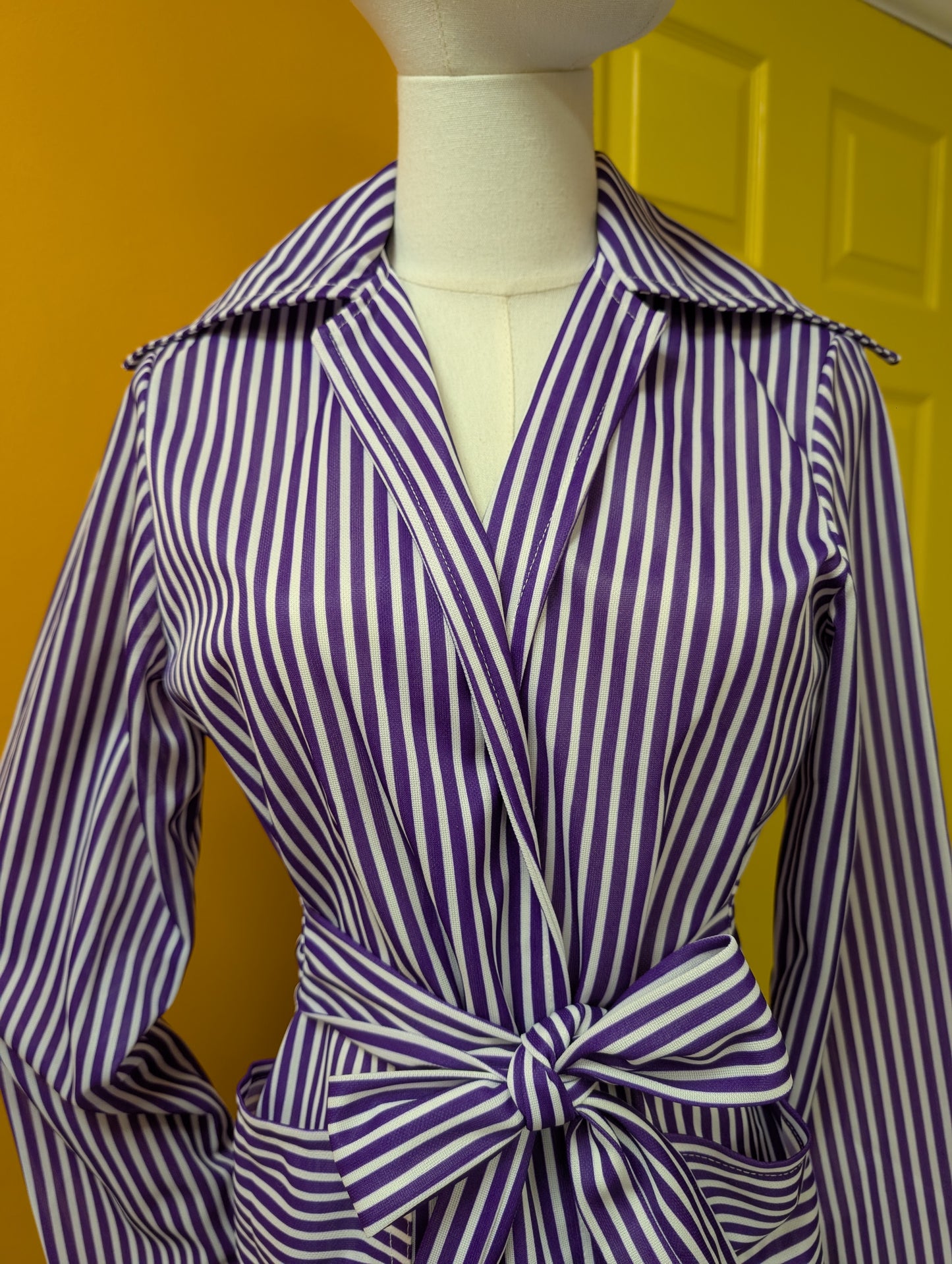 1970s purple & white striped jacket - S
