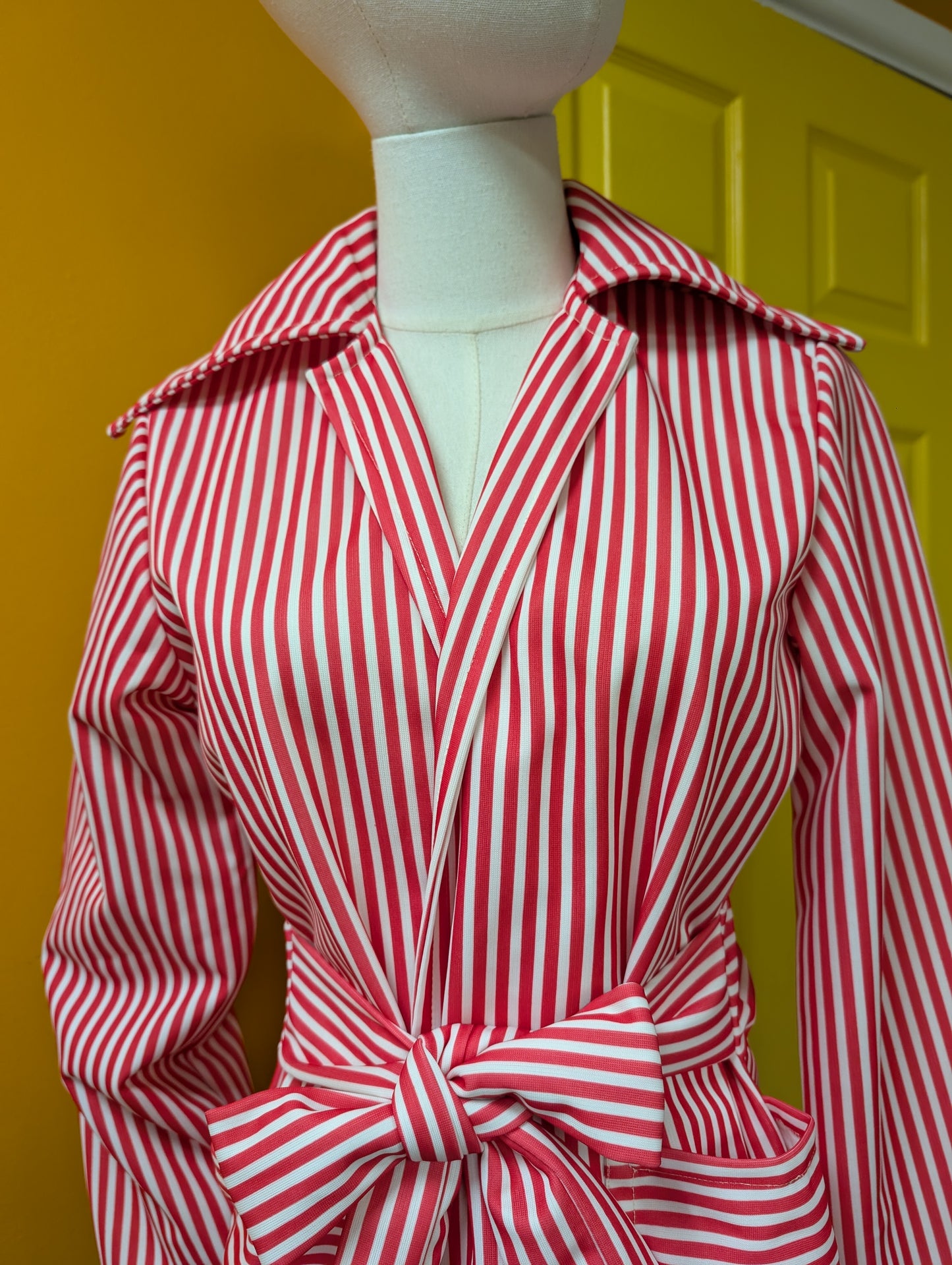 1970s pink & white striped jacket - S