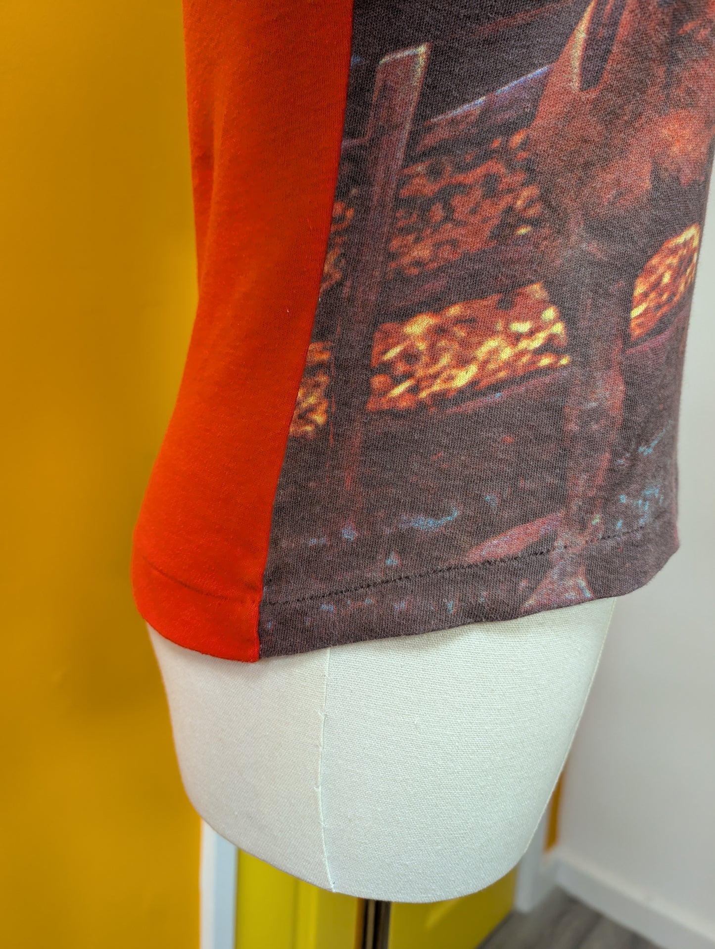 1970s red novelty photo print cotton t-shirt - XS/S