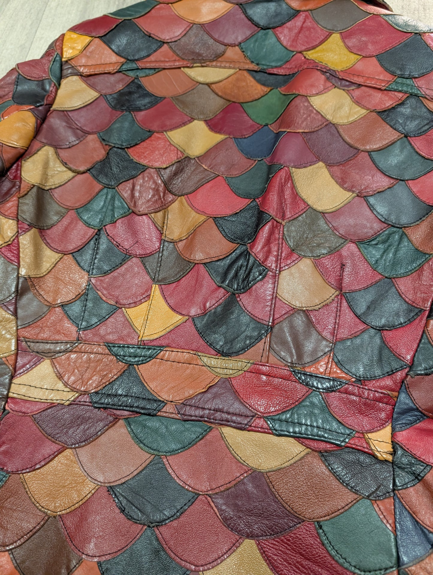 Epic 1970s fish scale leather jacket