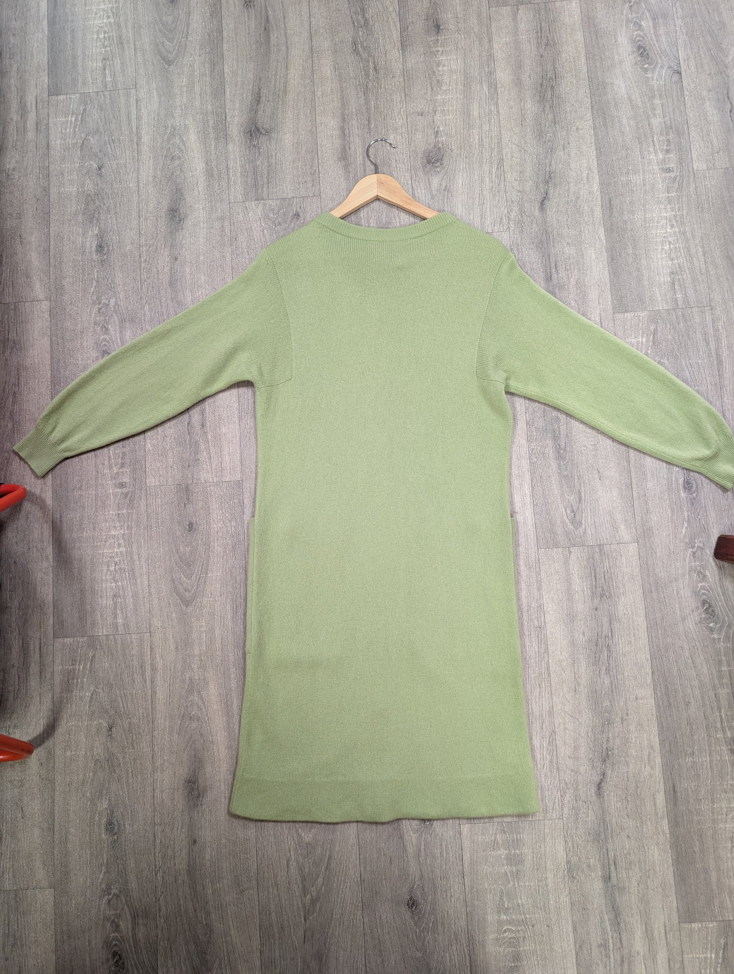 Gorgeous 1960s Bonnie Cashin Ballantyne cashmere long green cardigan