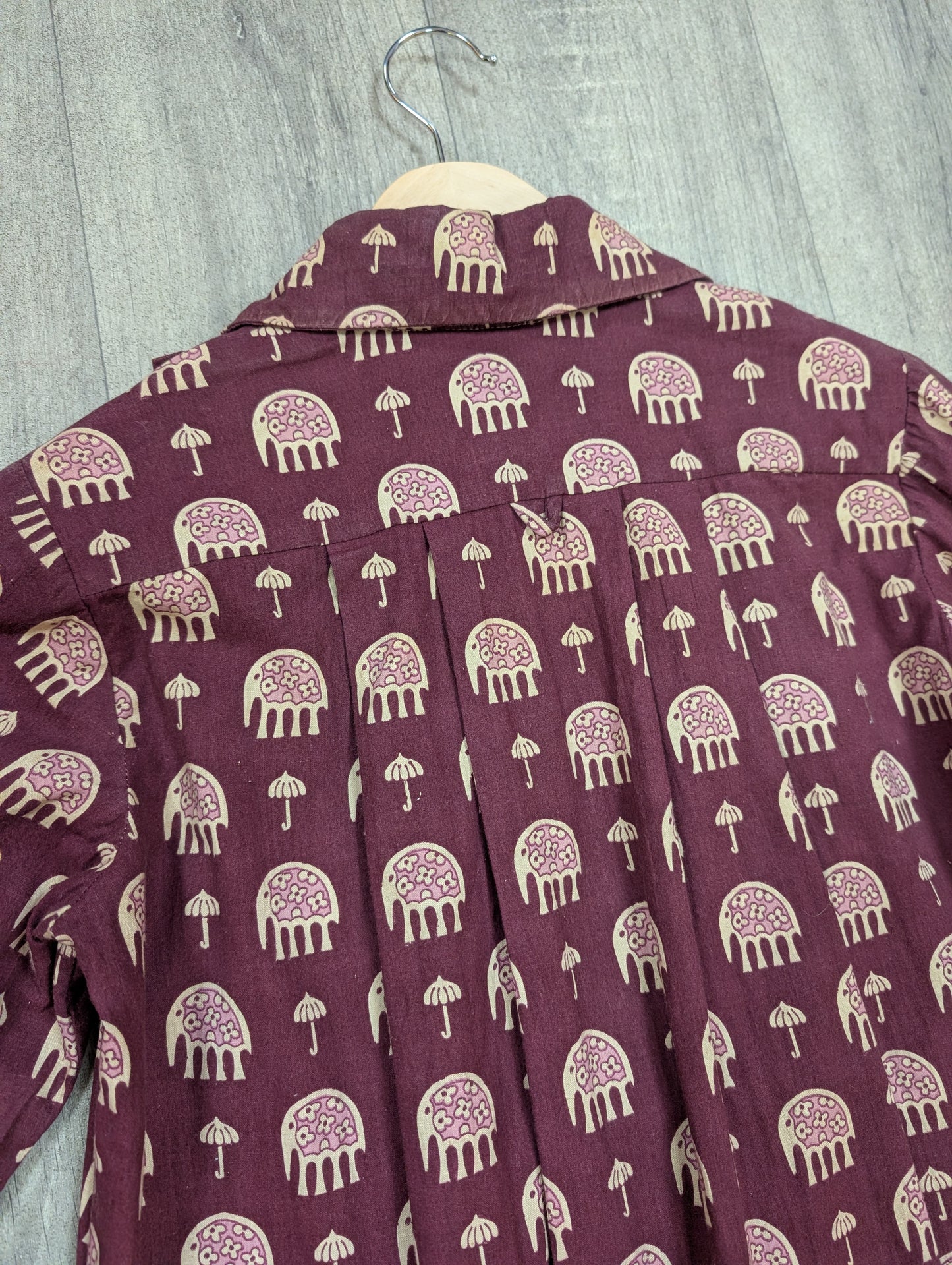 1970s India Imports elephant print cotton dress & belt - S/M