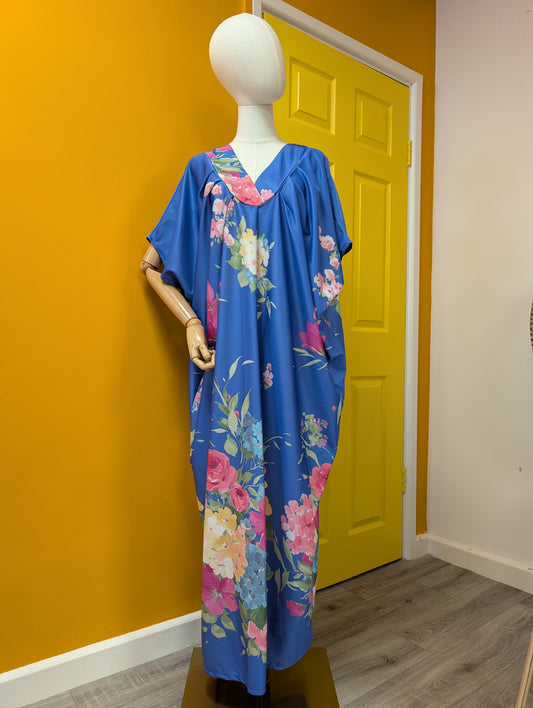 1980s floral kaftan dress