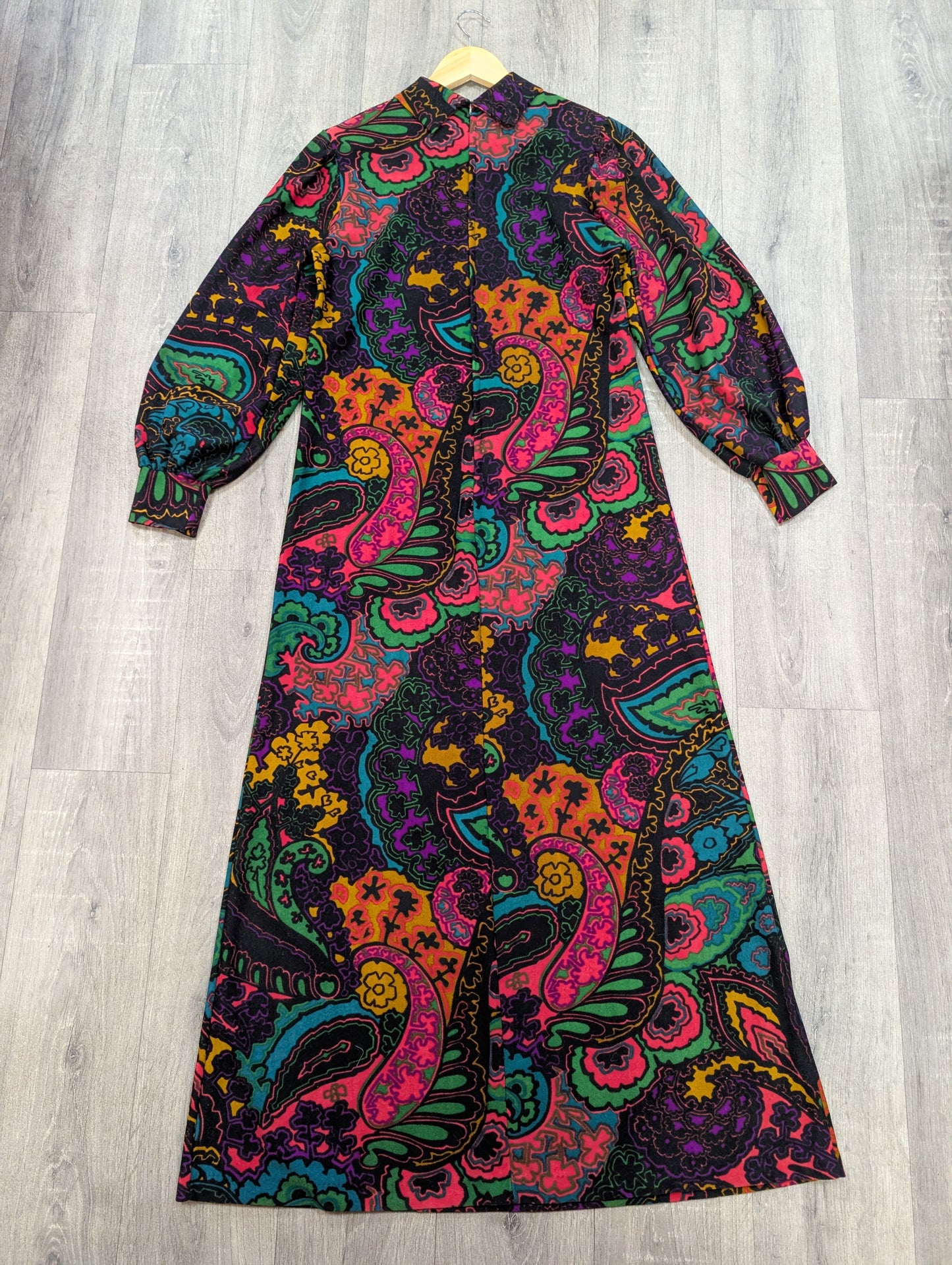 1970s psychedelic paisley maxi dress - M/12
