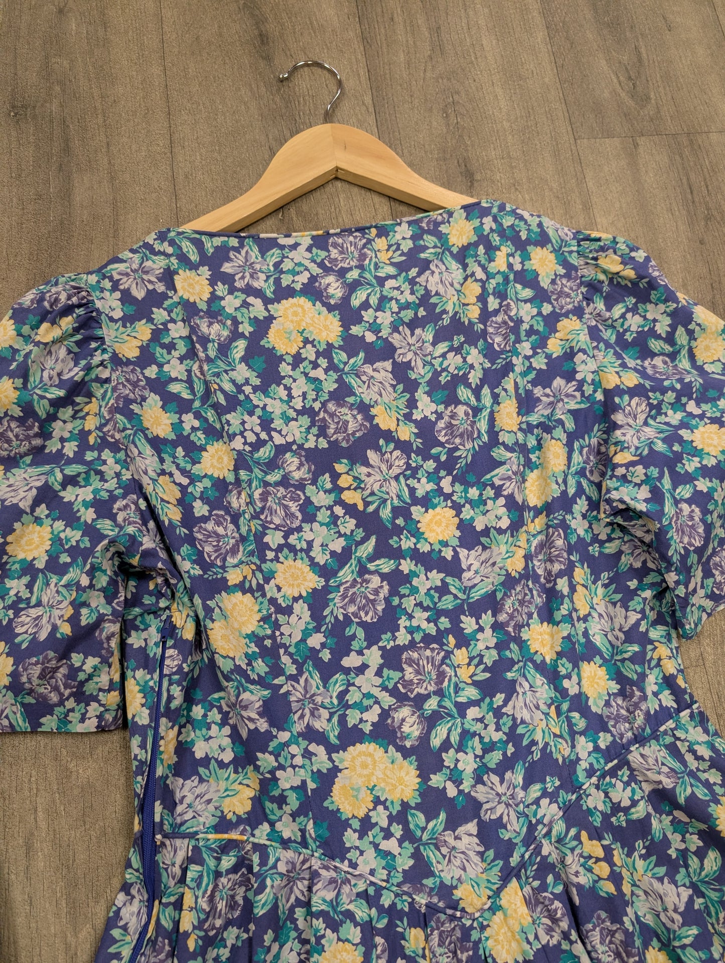 1980s Laura Ashley blue floral cotton dress - M/12