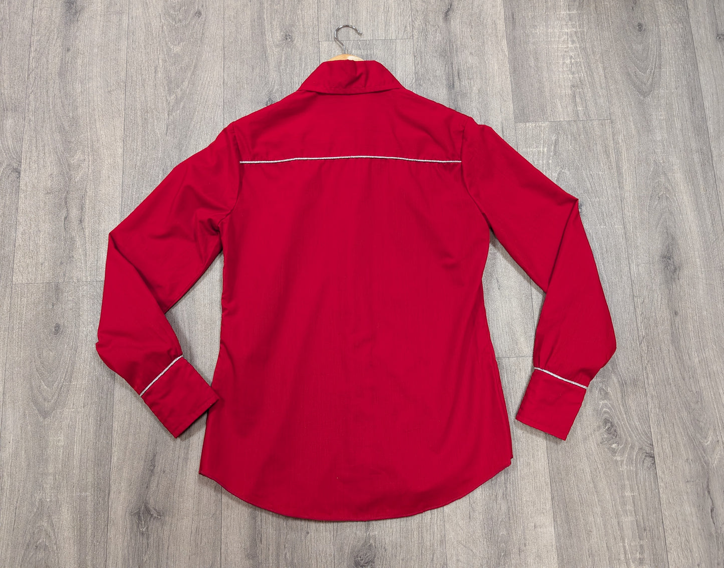 1970s red & silver western shirt - S/M