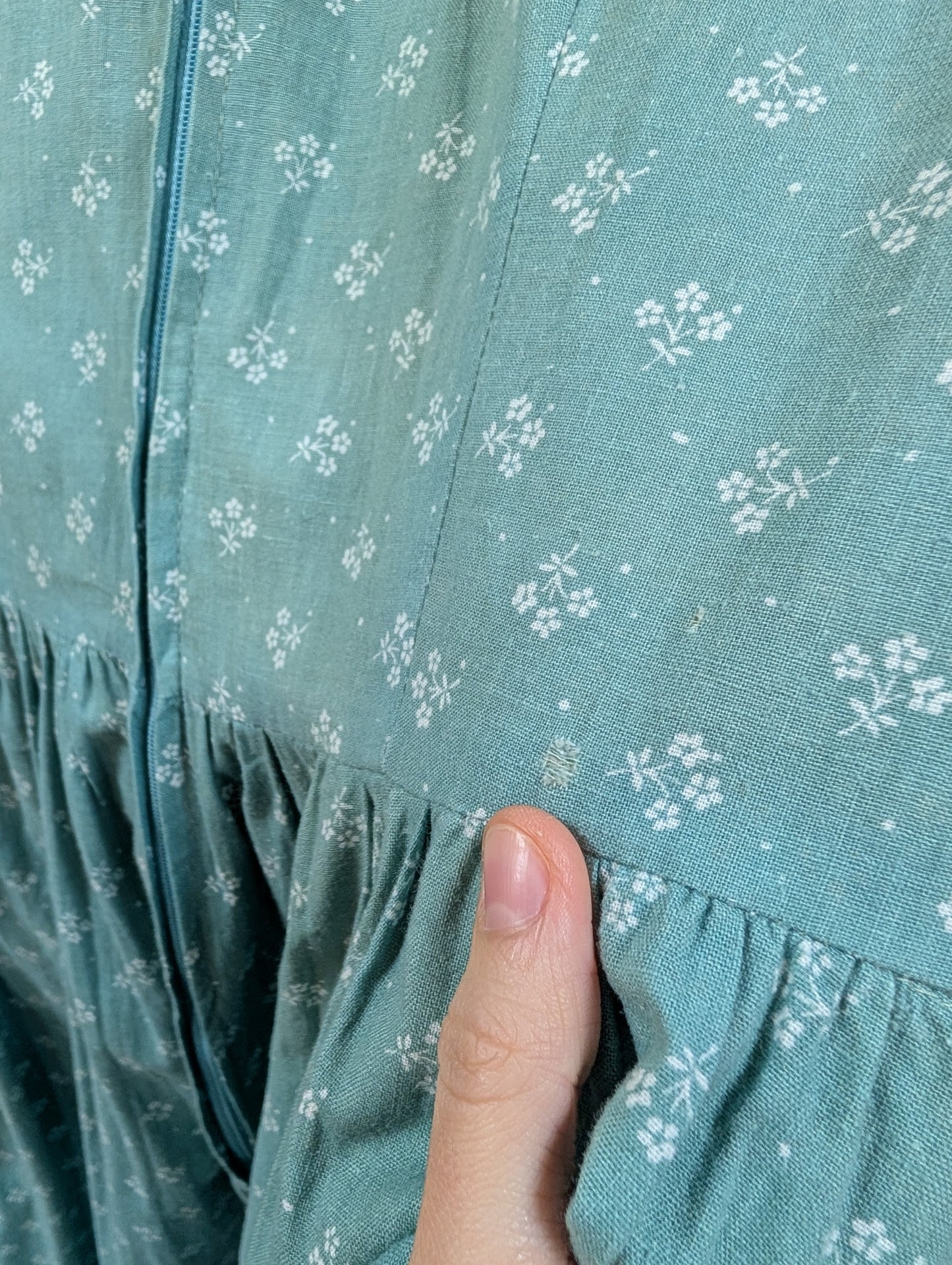 1970s Laura Ashley made in Wales green maxi dress - S/M/10/12