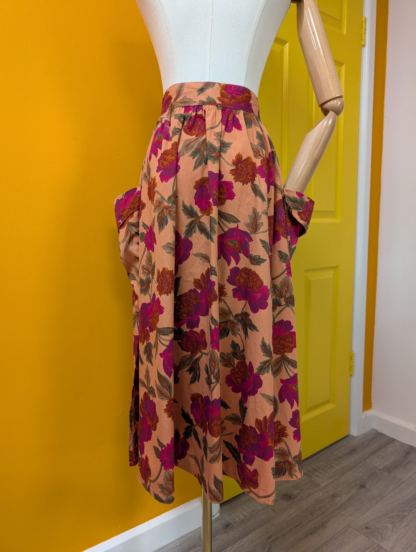 1980s Daniel D floral cotton skirt - 26" waist