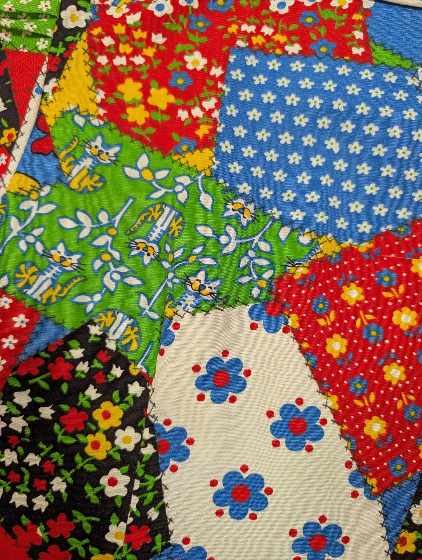 1970s Louis Caring novelty patchwork print - XS
